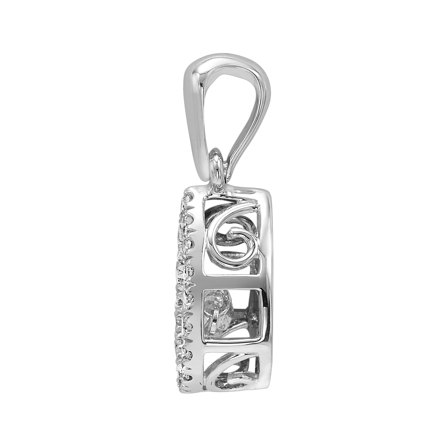 10Kt White Gold Diamond 1/5Ctw Pendant