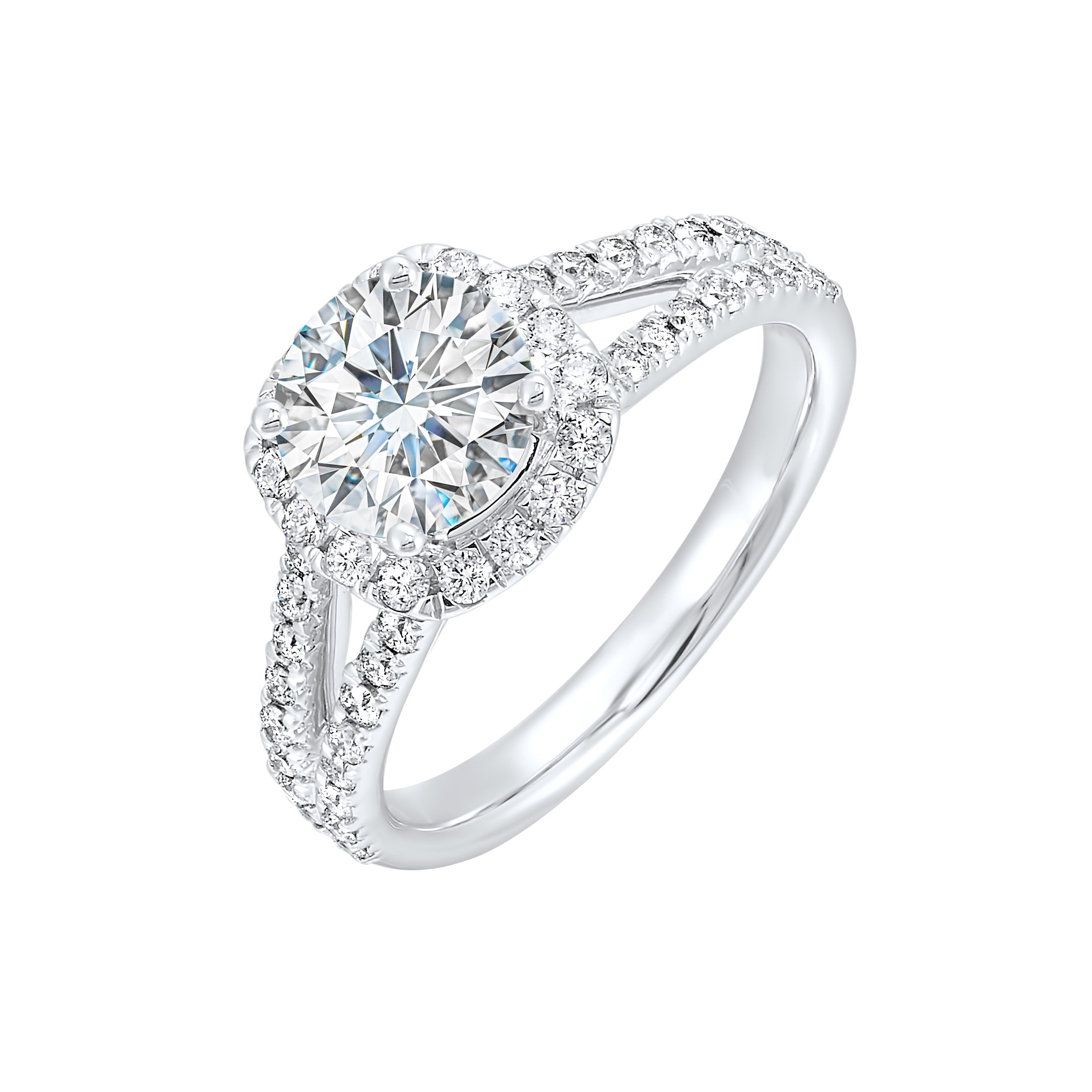 14Kt White Semi Mount 1/2Ctw For 1Ctw Round Center