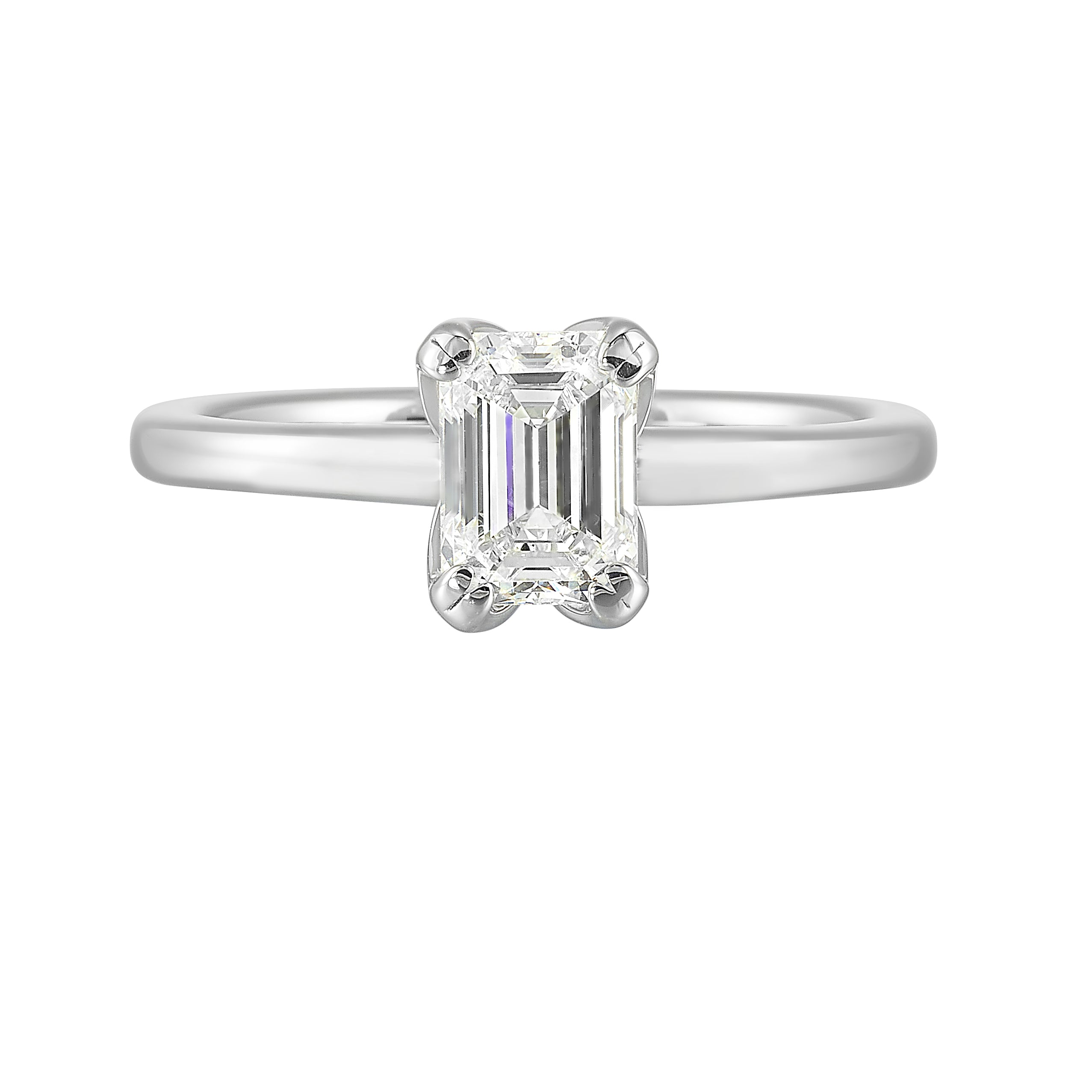14Kt White Semi Mount For 1Ctw Emerald Cut Center