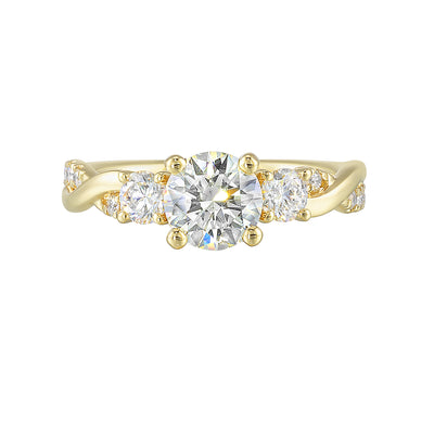 14Kt Yellow Semi Mount 1/2Ctw For 1Ctw Round Center