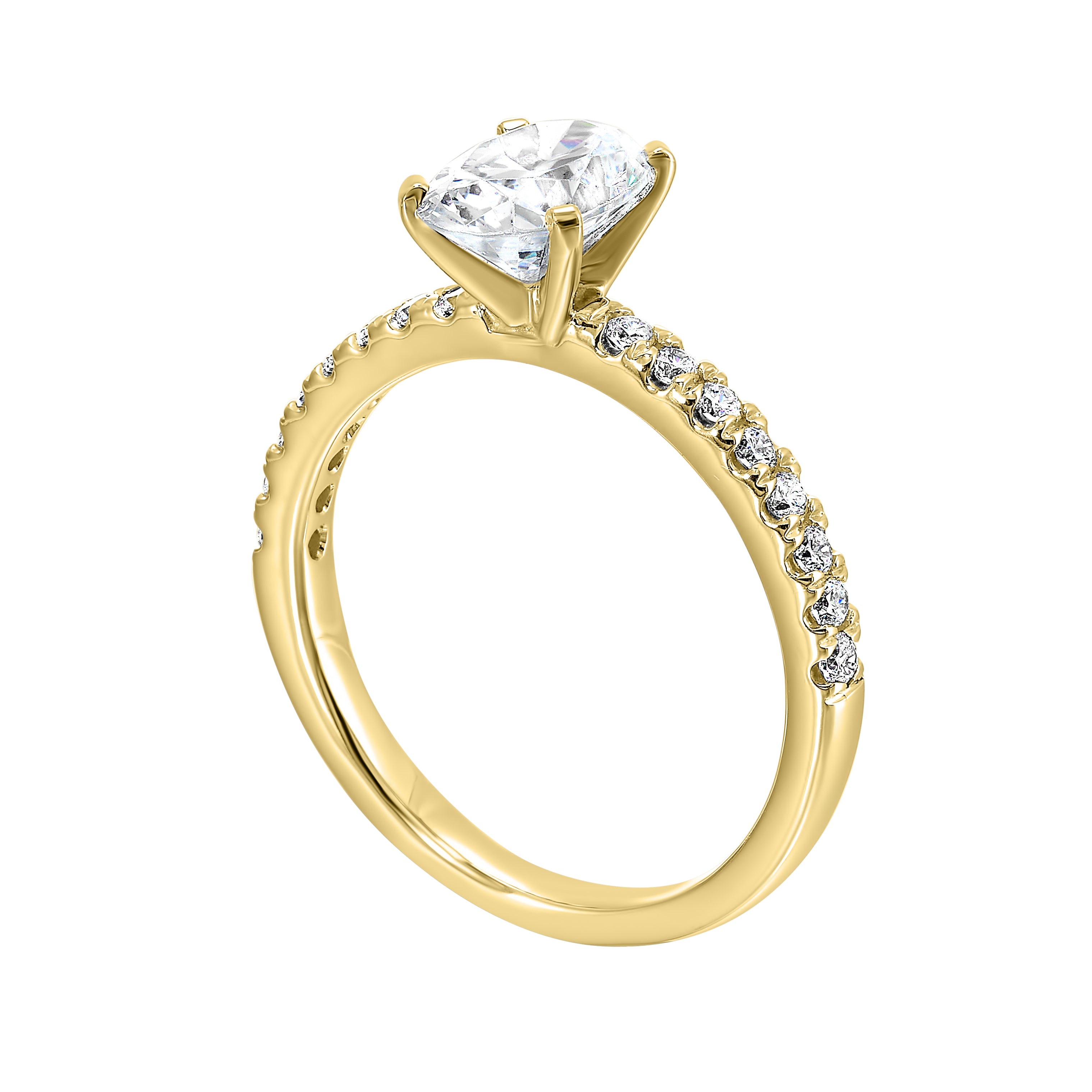 14Kt Yellow Semi Mount 1/5Ctw For 1Ctw Oval Center