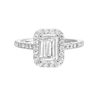 14Kt White Semi Mount 3/8Ctw For 1Ctw Emerald Cut Center