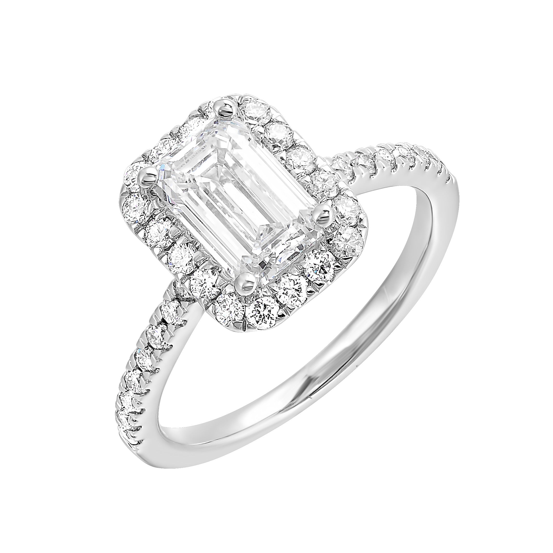 14Kt White Semi Mount 3/8Ctw For 1Ctw Emerald Cut Center