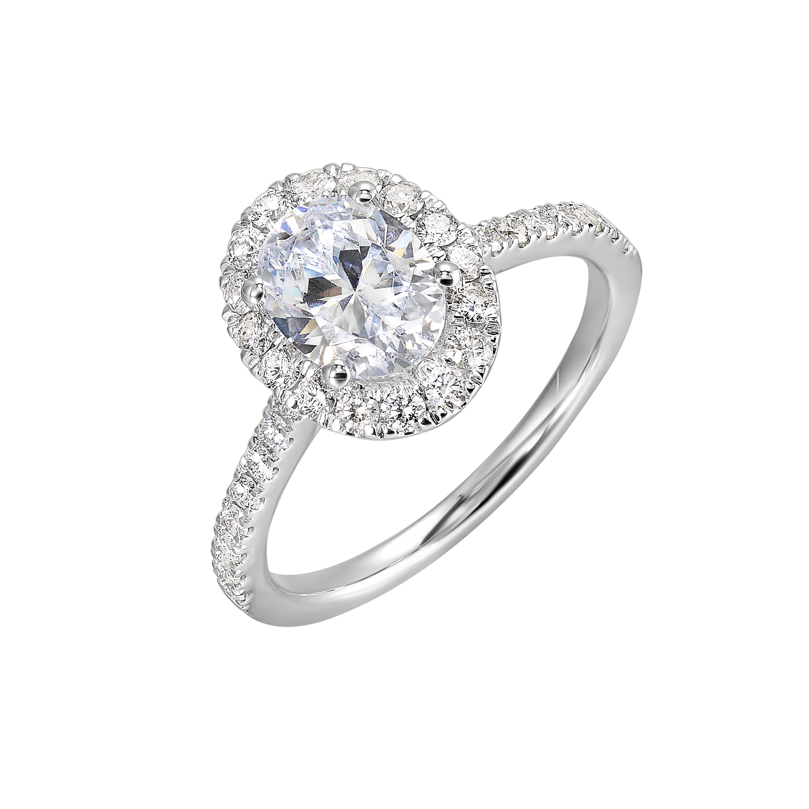 14Kt White Semi Mount 1/2Ctw For 1Ctw Oval Center