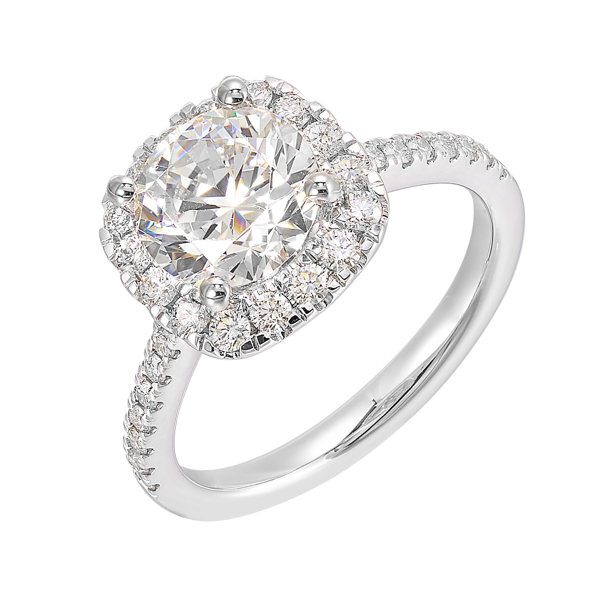 14Kt White Semi Mount 1/2Ctw For 1Ctw Round Center