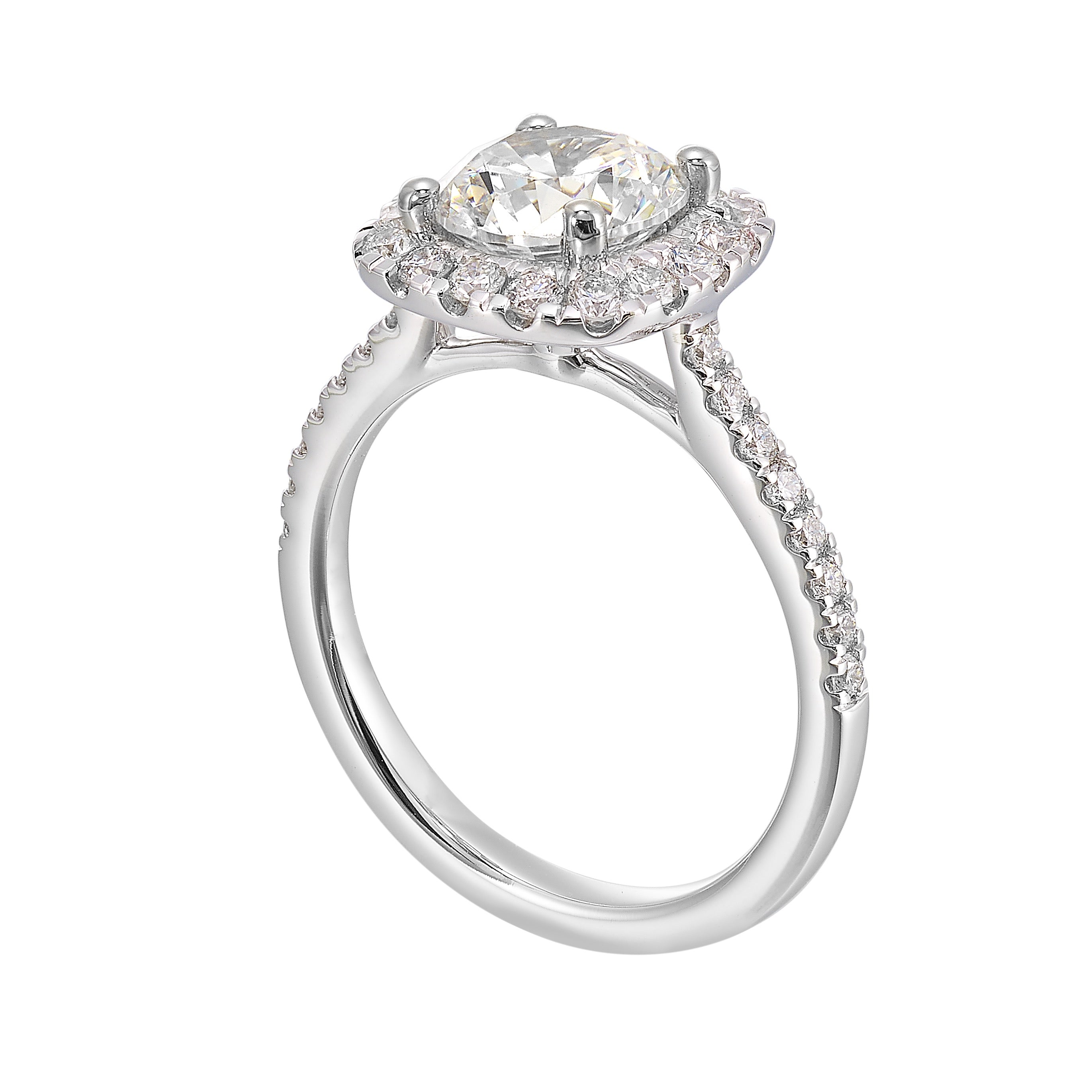 14Kt White Semi Mount 1/2Ctw For 1Ctw Round Center