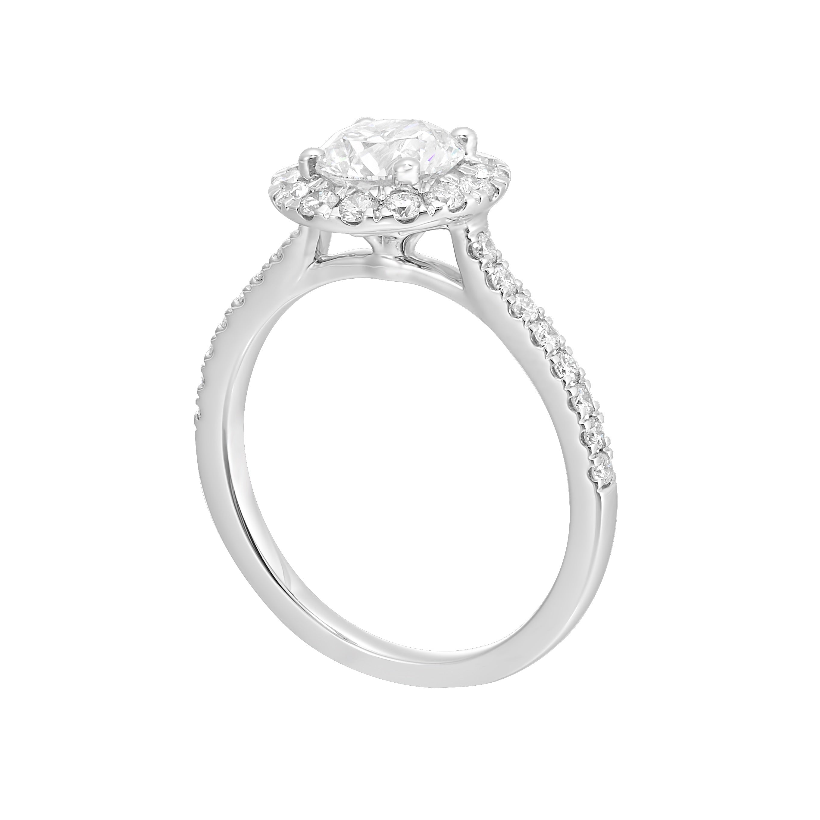 14Kt White Semi Mount 1/2Ctw For 1Ctw Round Center