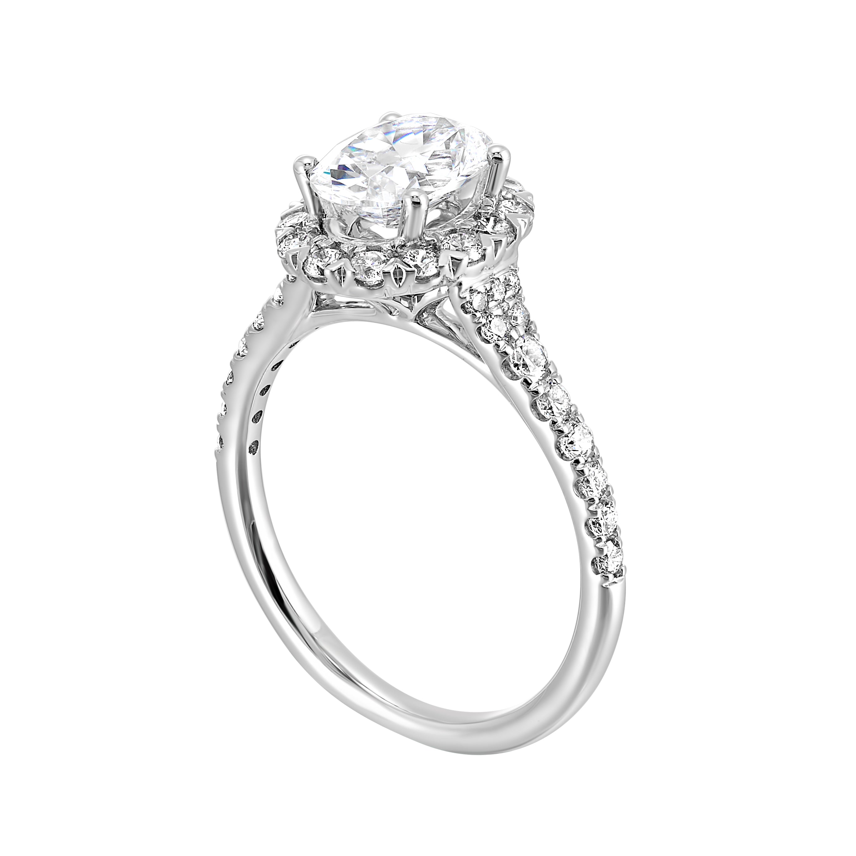 14Kt White Semi Mount 1/2Ctw For 1Ctw Oval Center