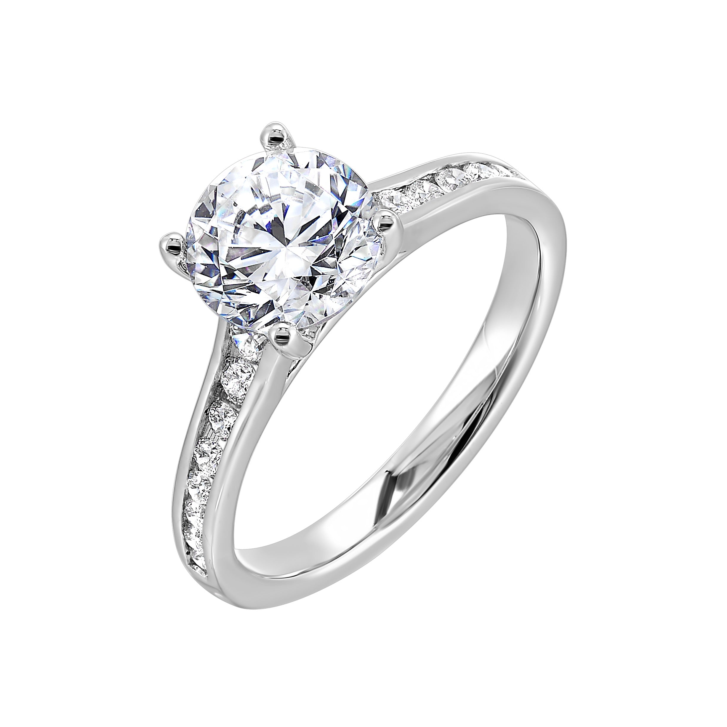 14Kt White Semi Mount 1/3Ctw For 1Ctw Round Center