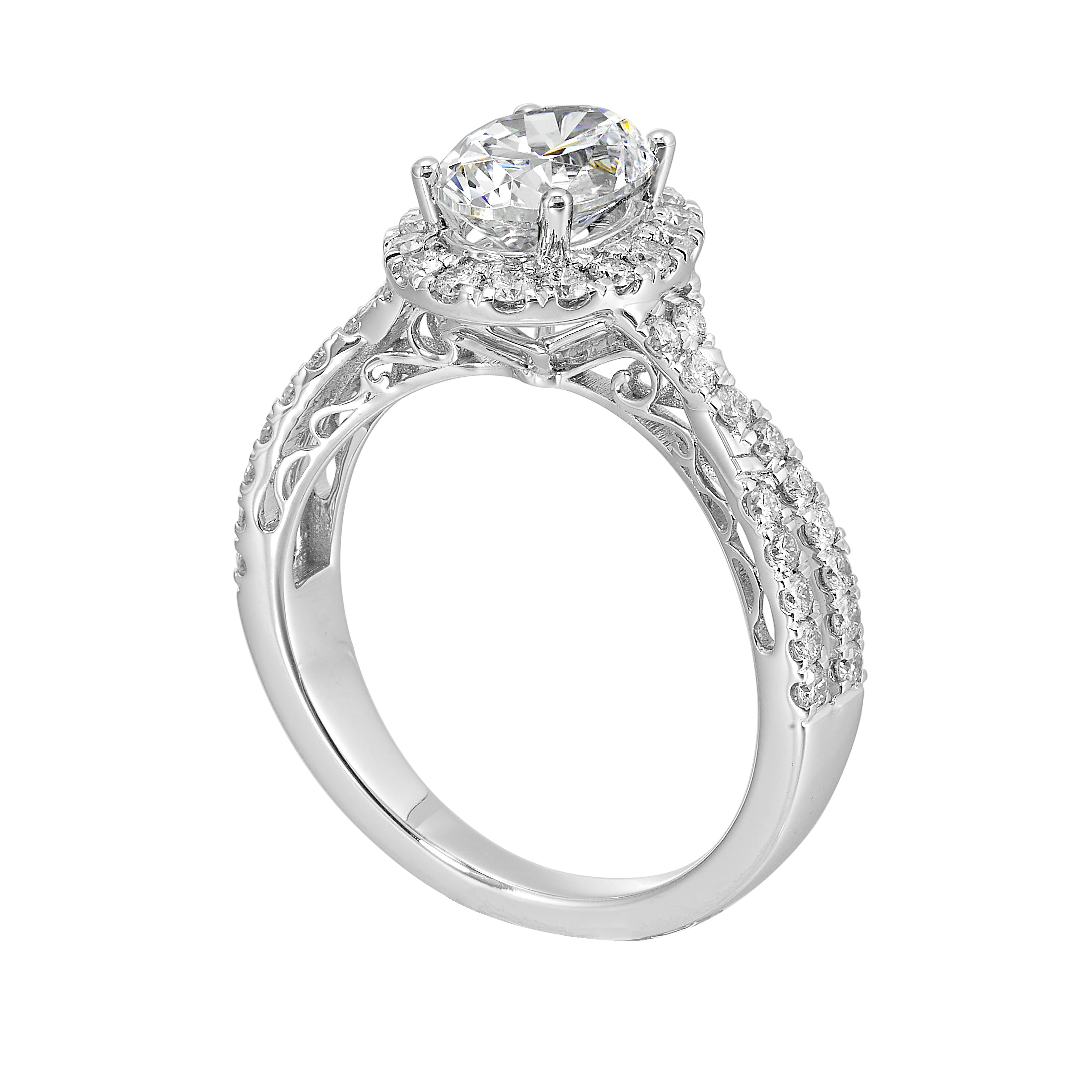 14Kt White Semi Mount 1/2Ctw For 1Ctw Oval Center