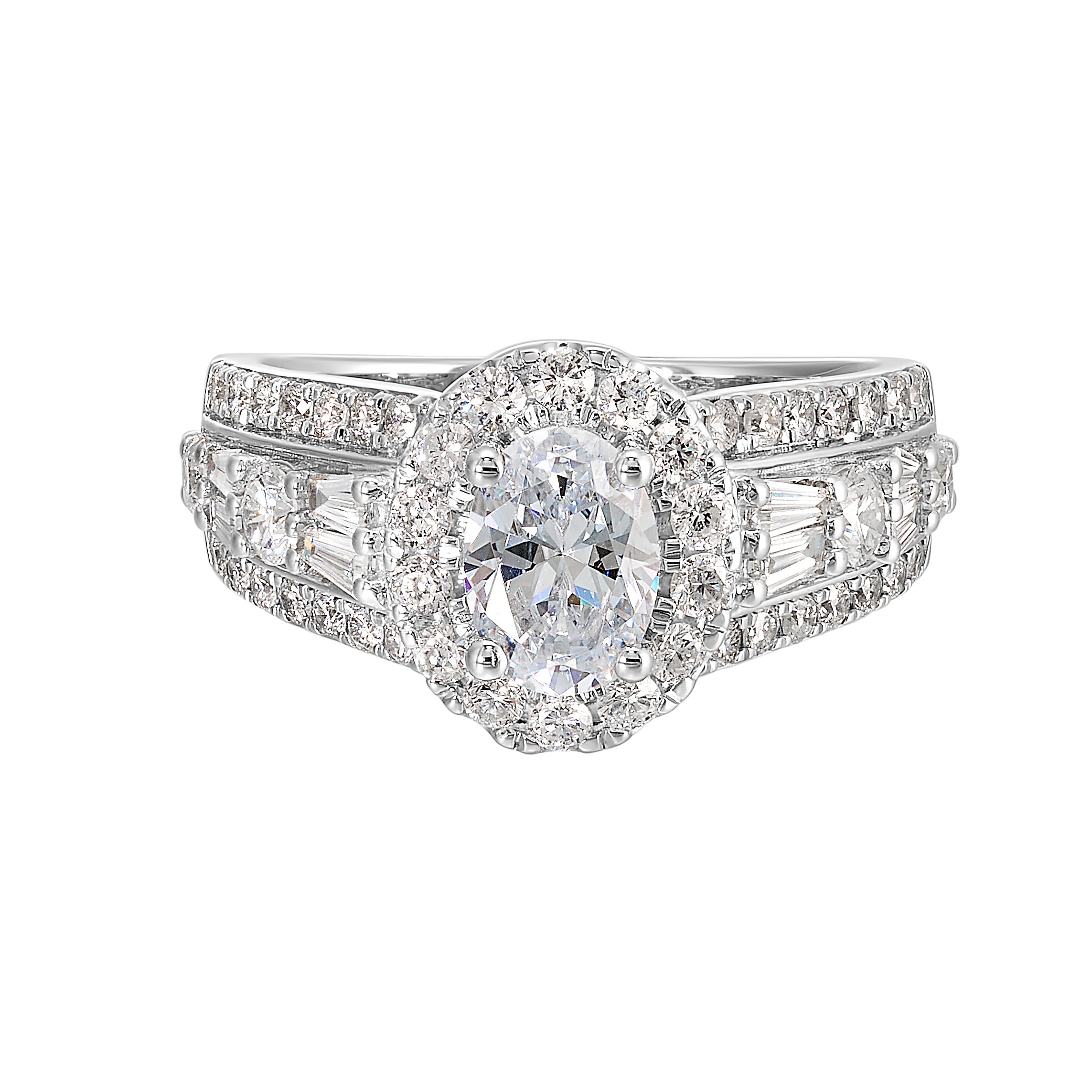 14Kt White Semi Mount 1 1/7Ctw For 1Ctw Oval Center