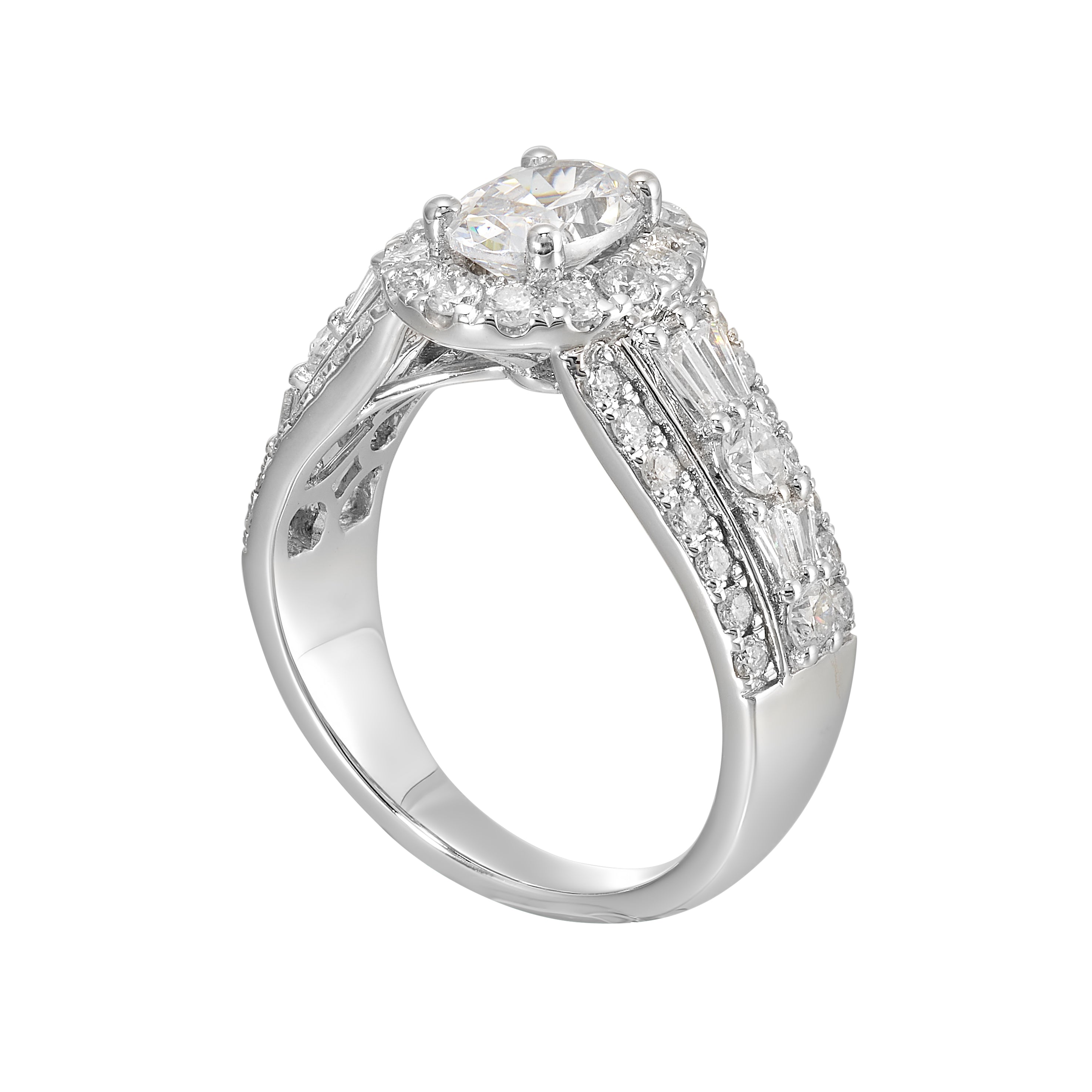 14Kt White Semi Mount 1 1/7Ctw For 1Ctw Oval Center