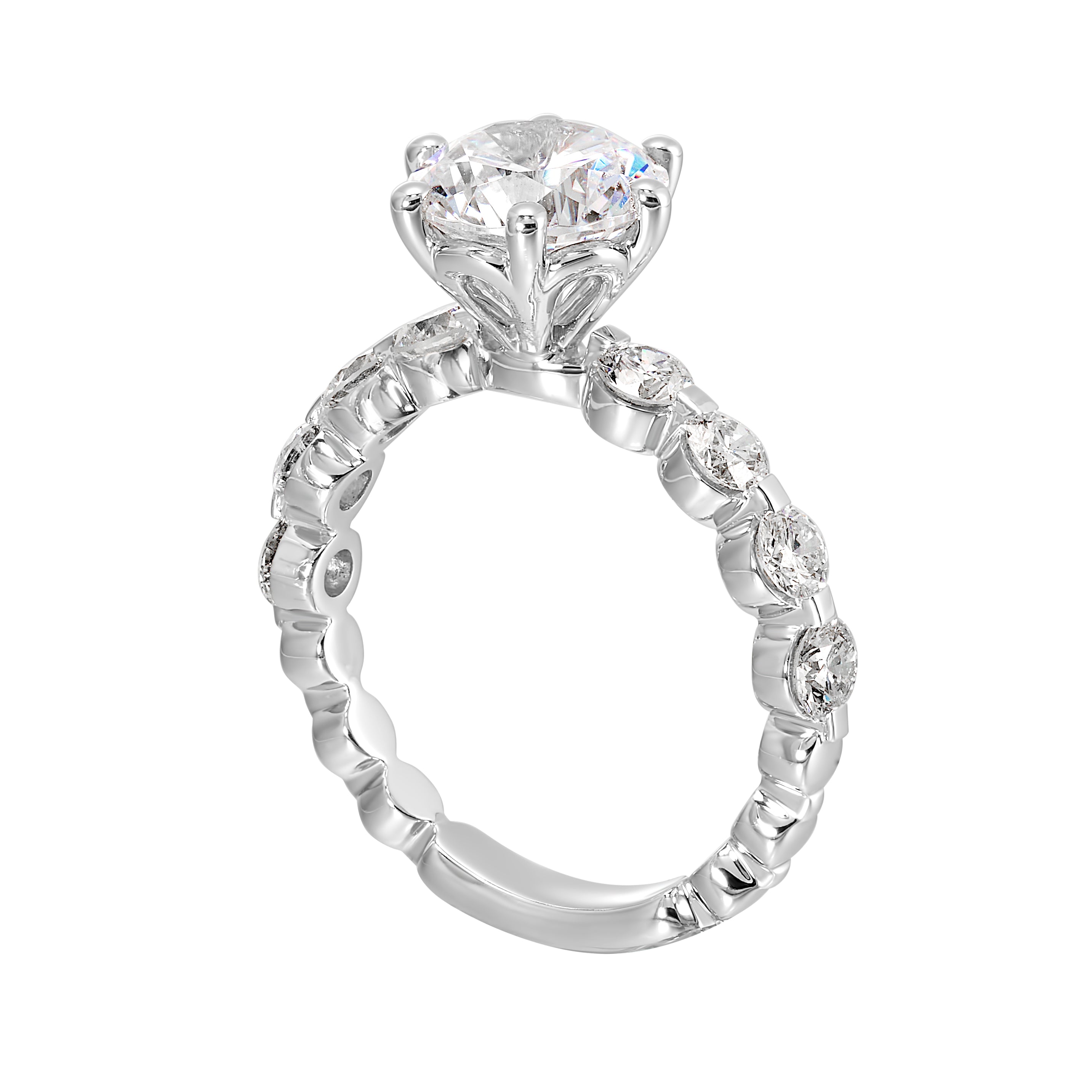 14Kt White Semi Mount 7/8Ctw For 2Ctw Round Center