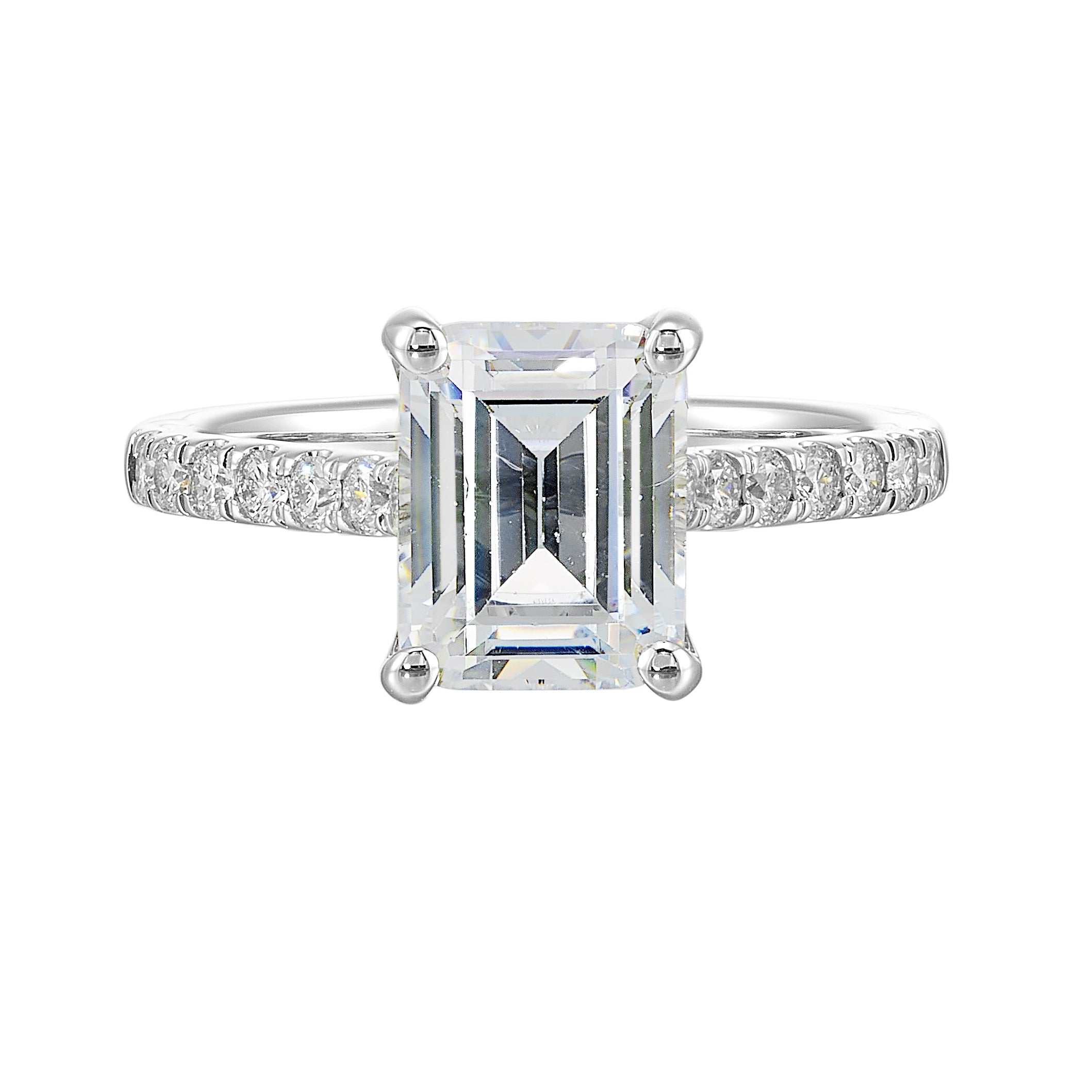 14Kt White Semi Mount 1/2Ctw For 3Ctw Emerald Cut Center