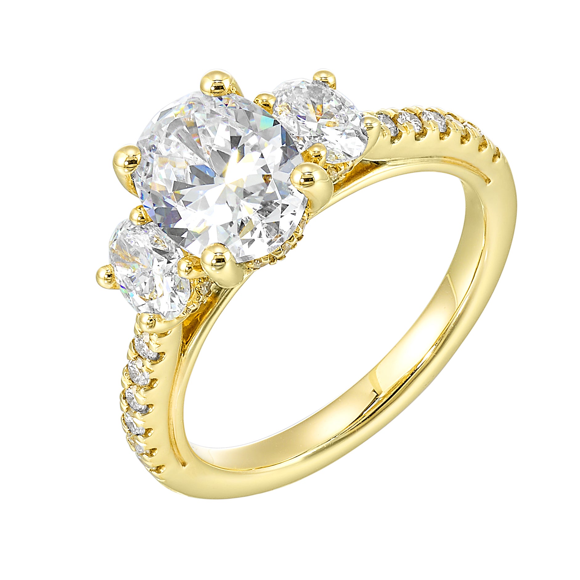 14Kt Yellow Semi Mount 7/8Ctw For 2Ctw Oval Center