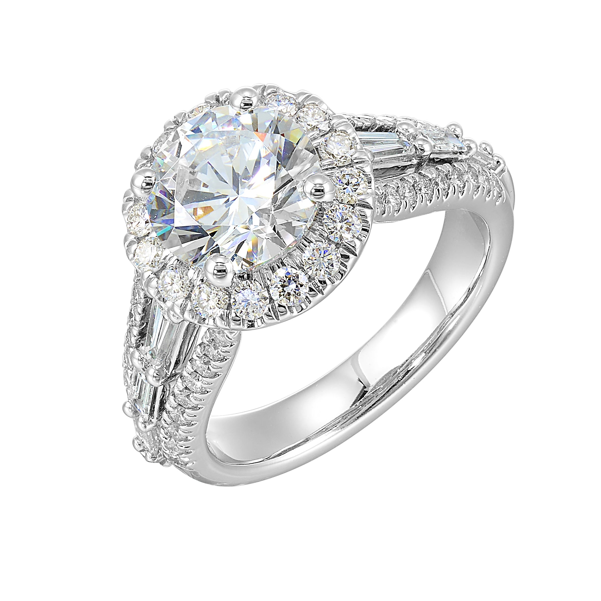 14Kt White Semi Mount 1Ctw For 2Ctw Round Center