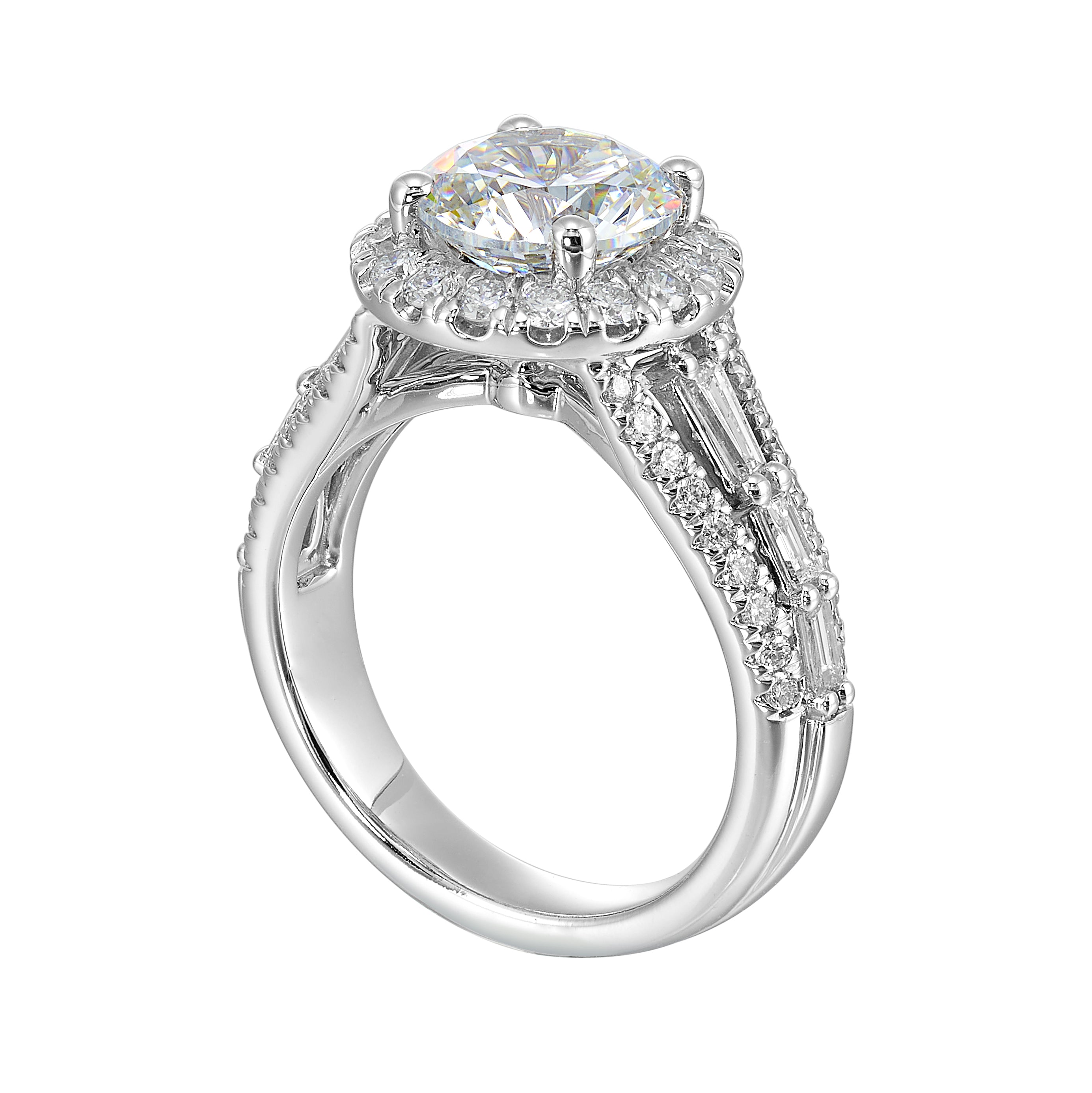 14Kt White Semi Mount 1Ctw For 2Ctw Round Center