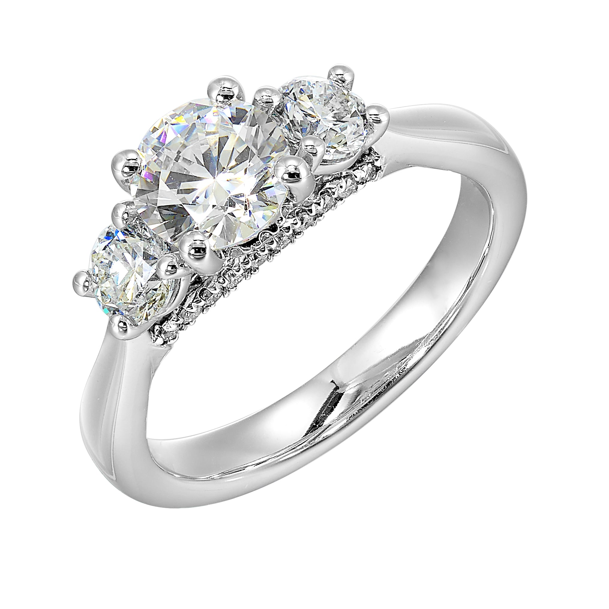 14Kt White Semi Mount 3/4Ctw For 1Ctw Round Center