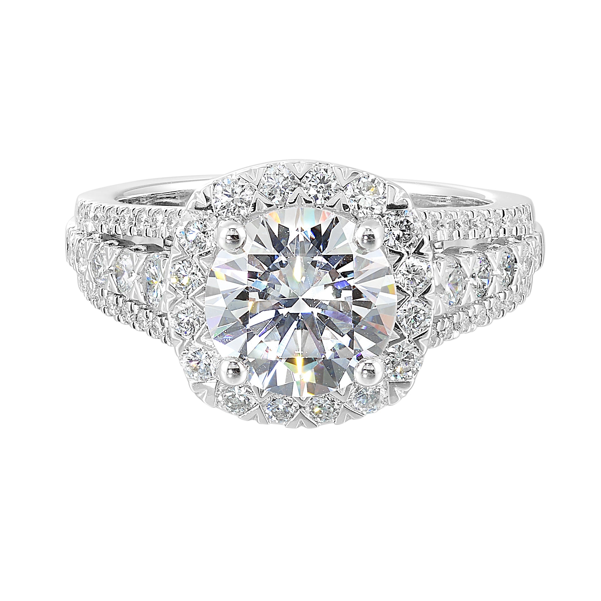 14Kt White Semi Mount 7/8Ctw For 2Ctw Round Center