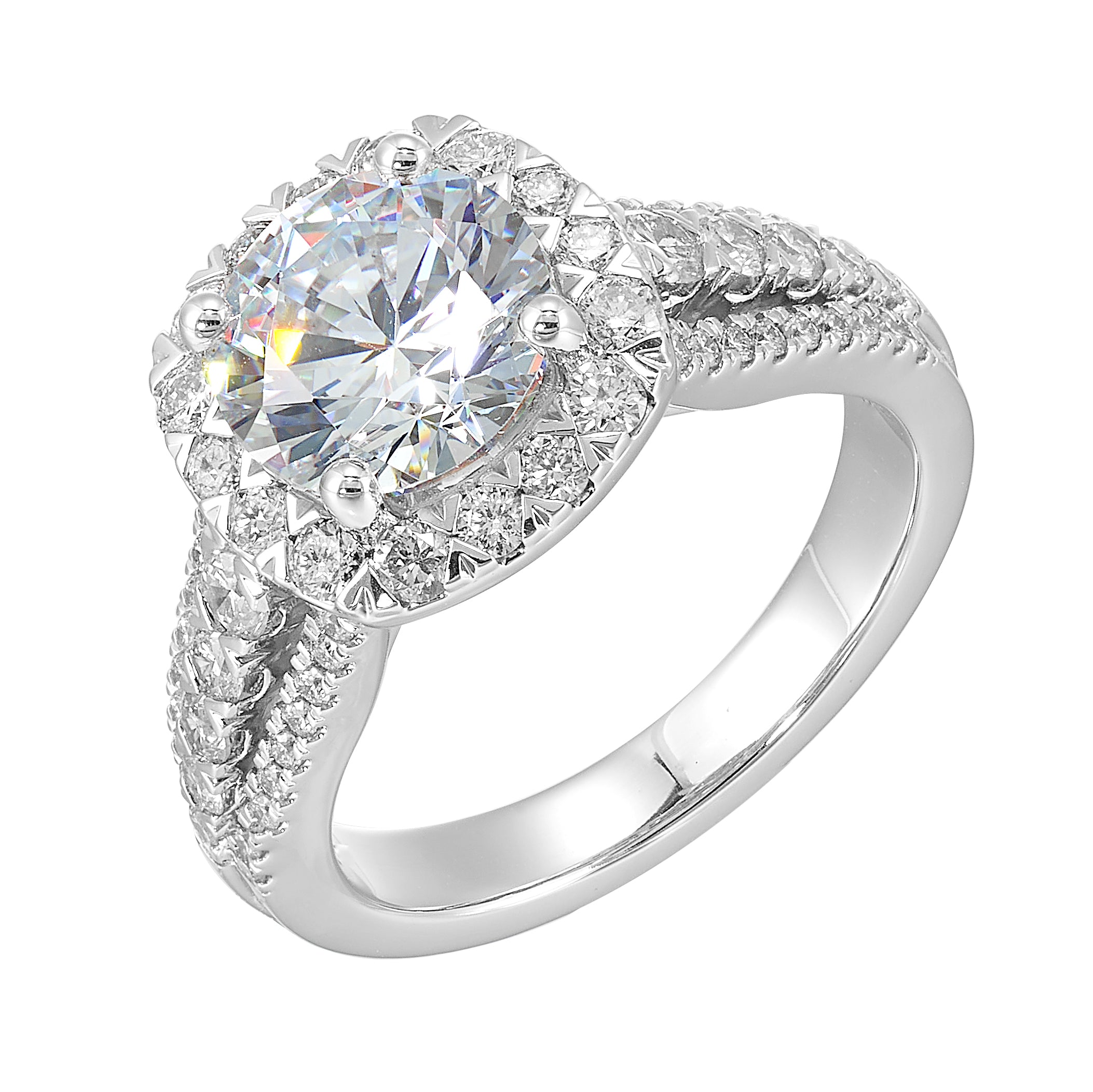 14Kt White Semi Mount 7/8Ctw For 2Ctw Round Center