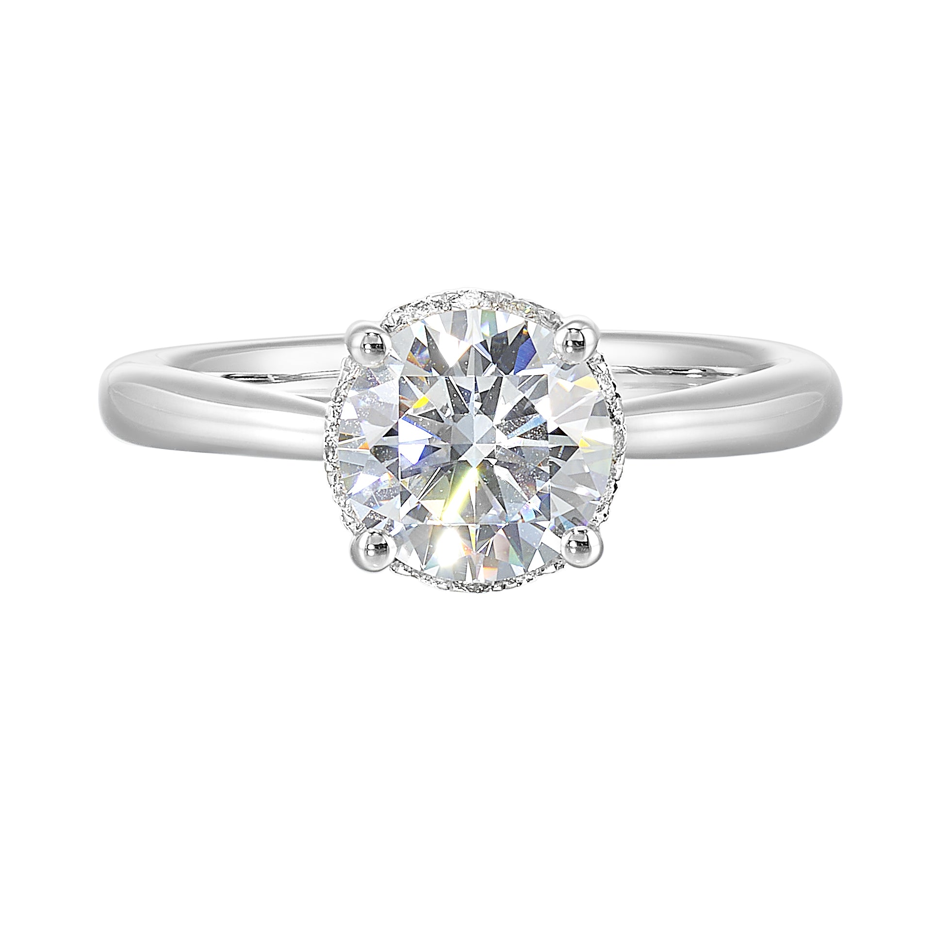 14Kt White Semi Mount 1/7Ctw For 1 1/2Ctw Round Center