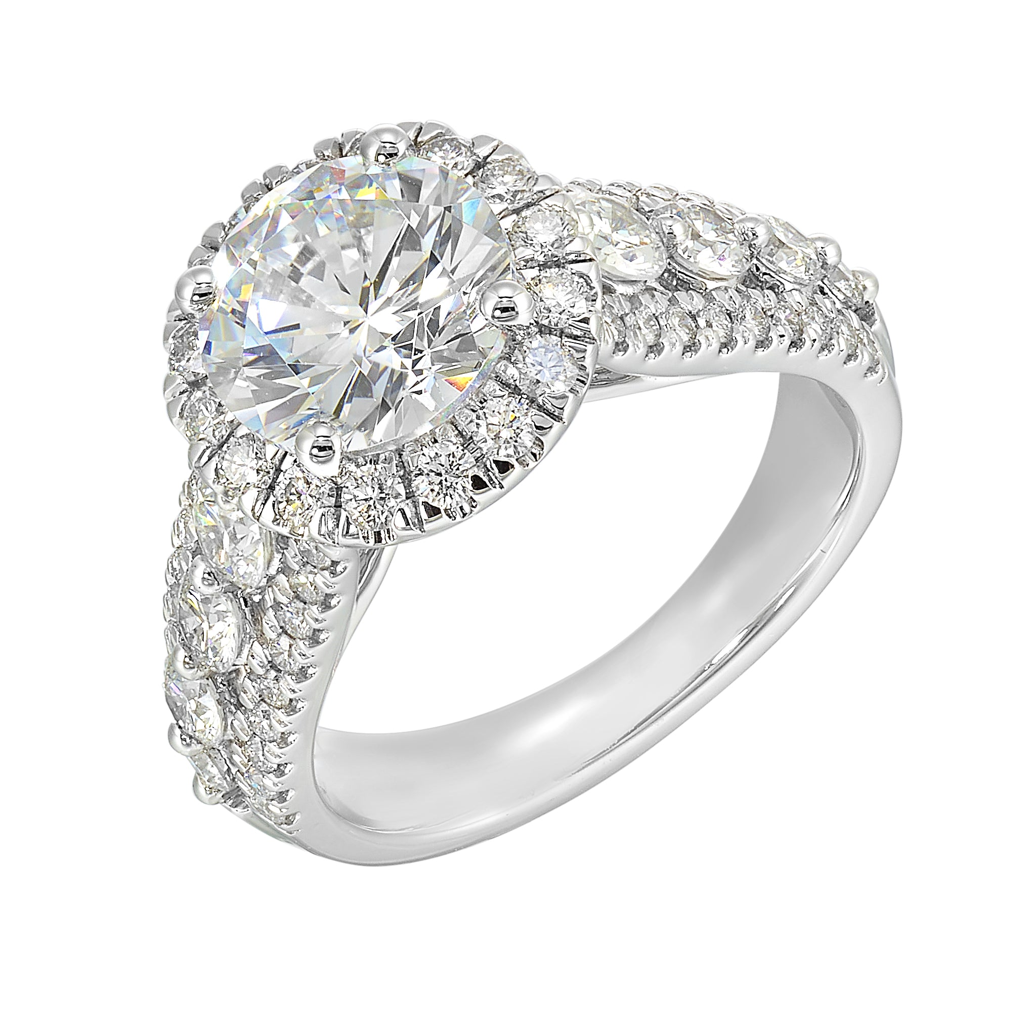 14Kt White Semi Mount 1 1/4Ctw For 2Ctw Round Center