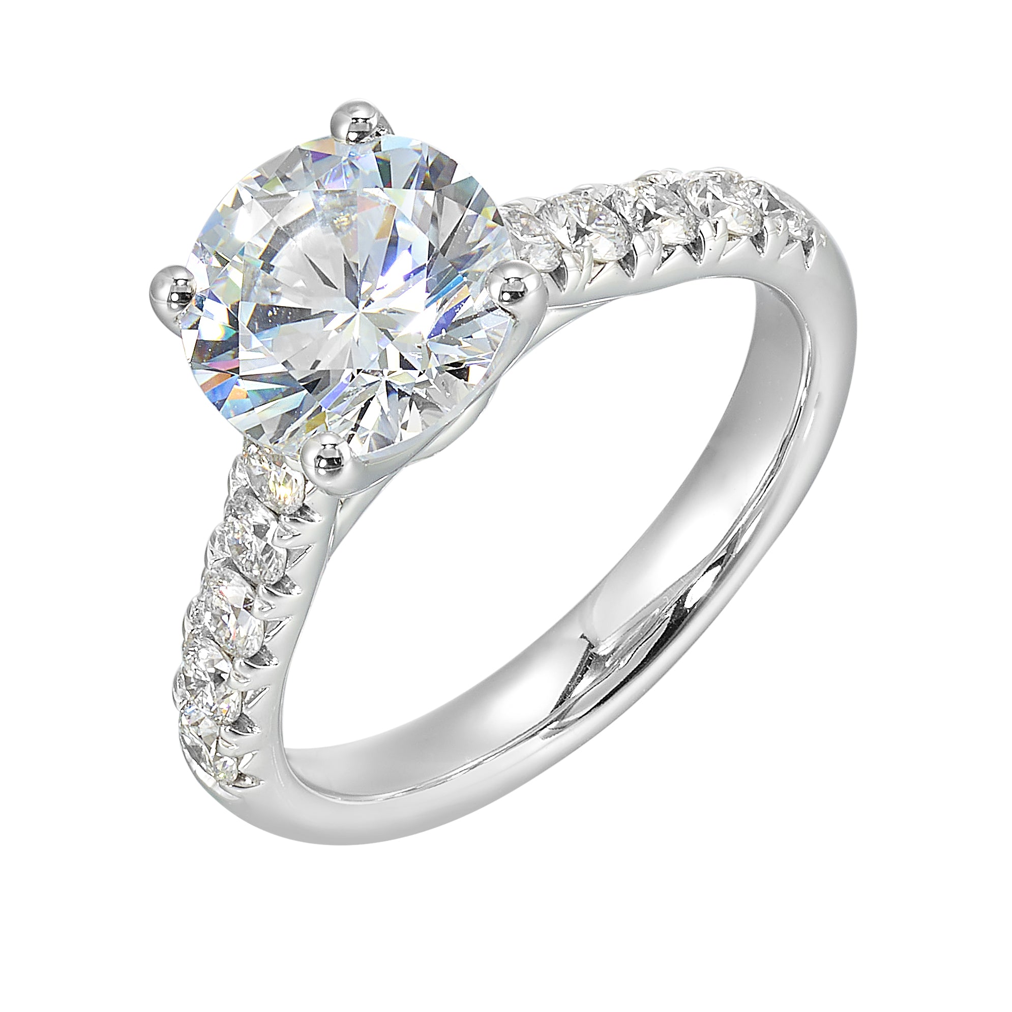 14Kt White Semi Mount 1/2Ctw For 2Ctw Round Center