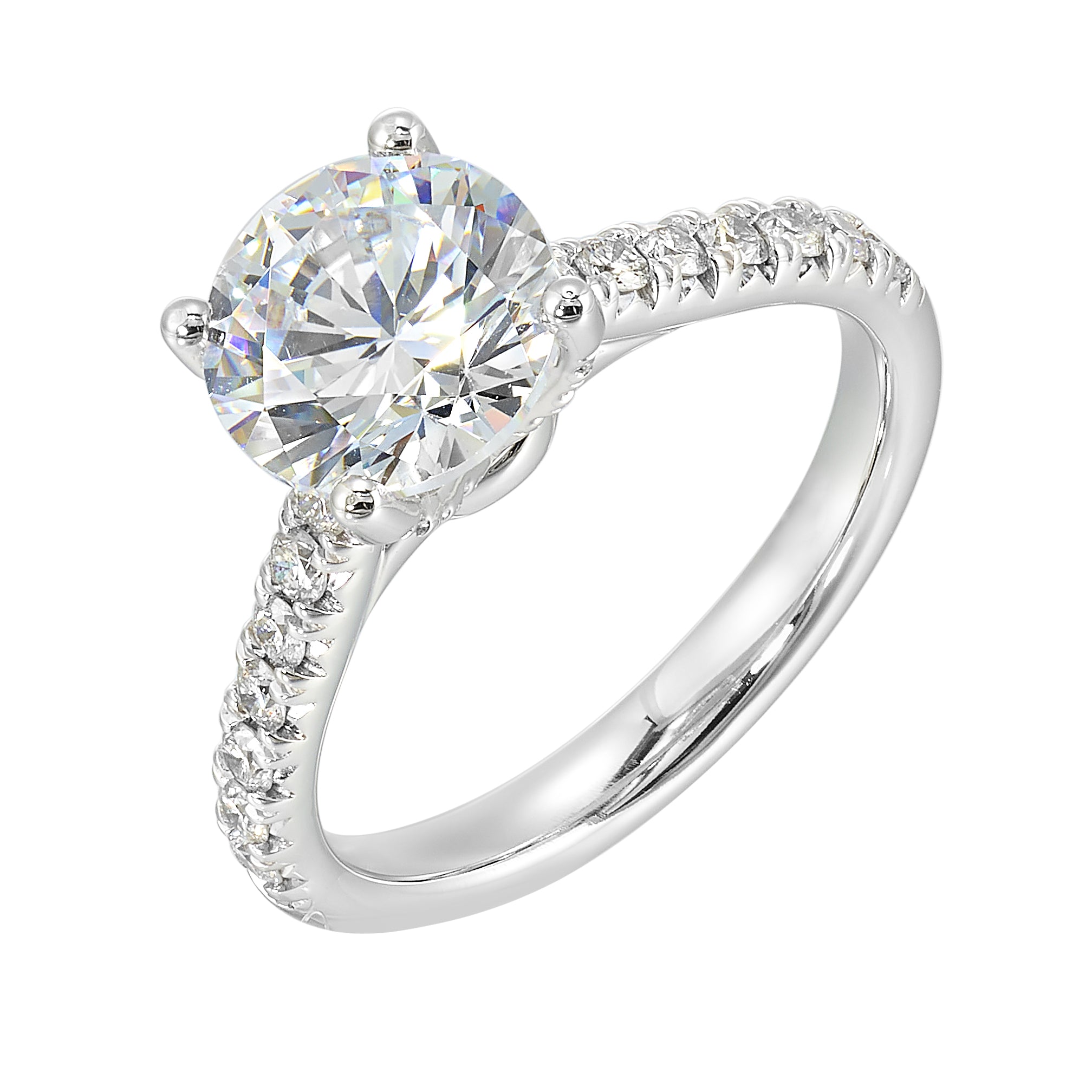 14Kt White Semi Mount 1/2Ctw For 2Ctw Round Center