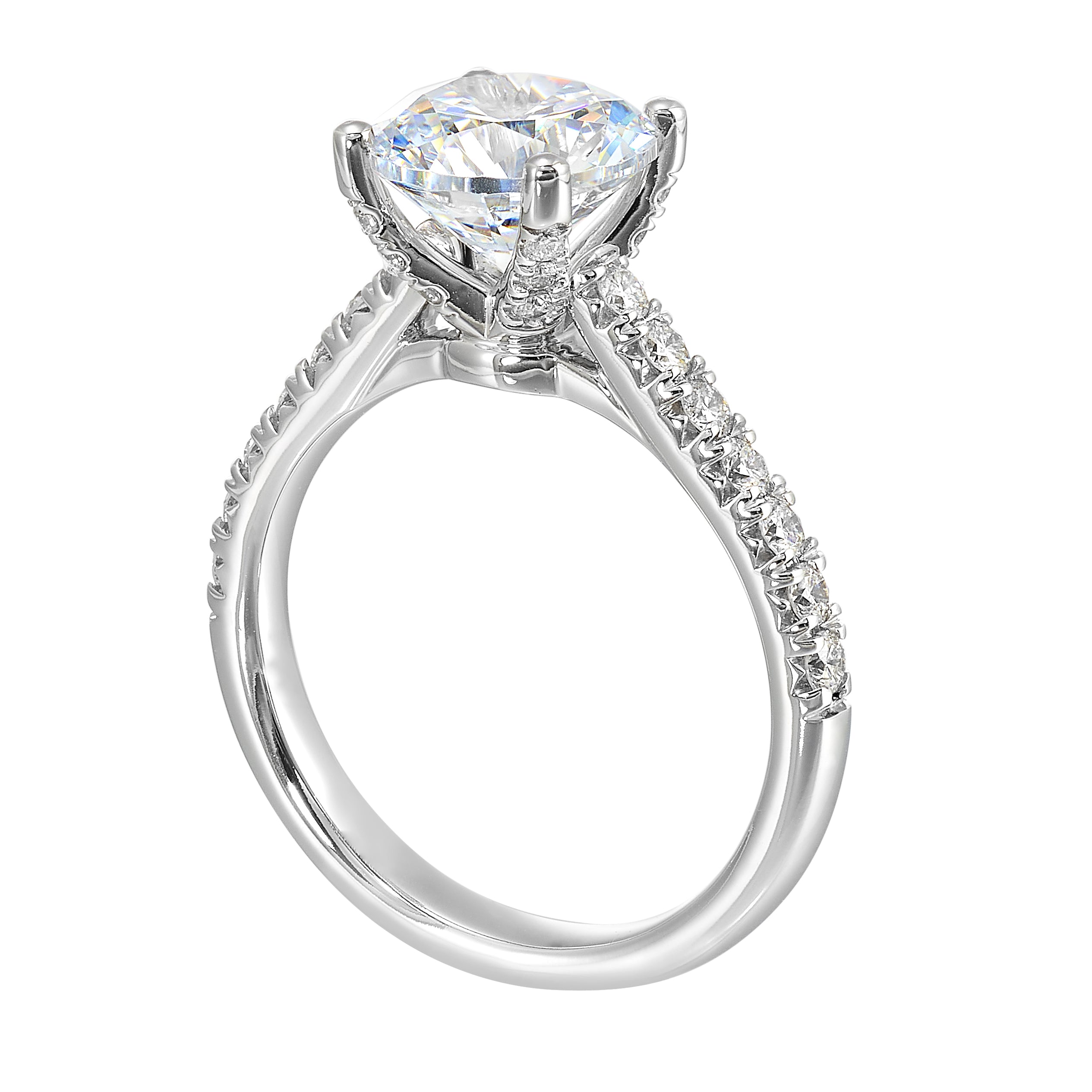 14Kt White Semi Mount 1/2Ctw For 2Ctw Round Center