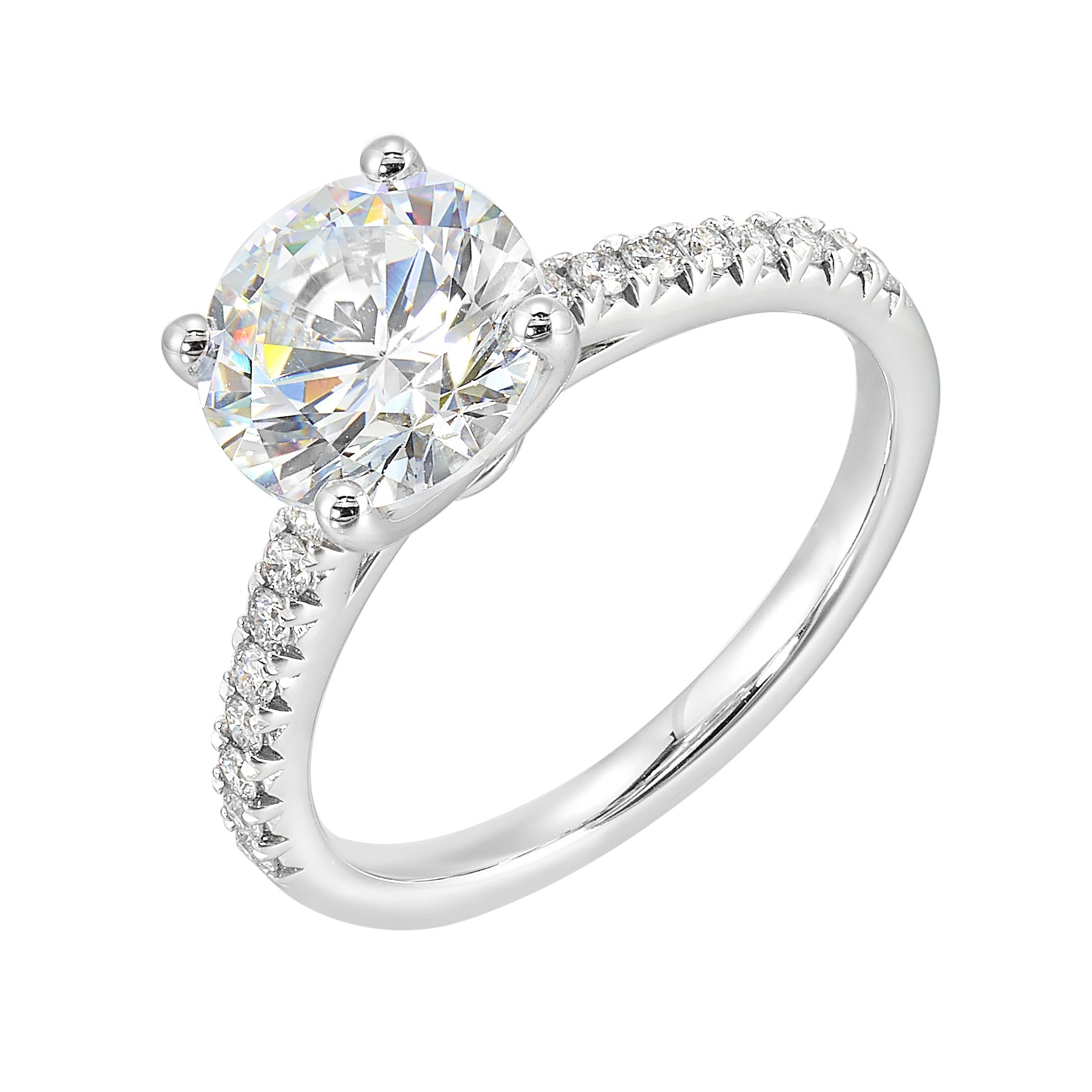 14Kt White Semi Mount 1/5Ctw For 2Ctw Round Center