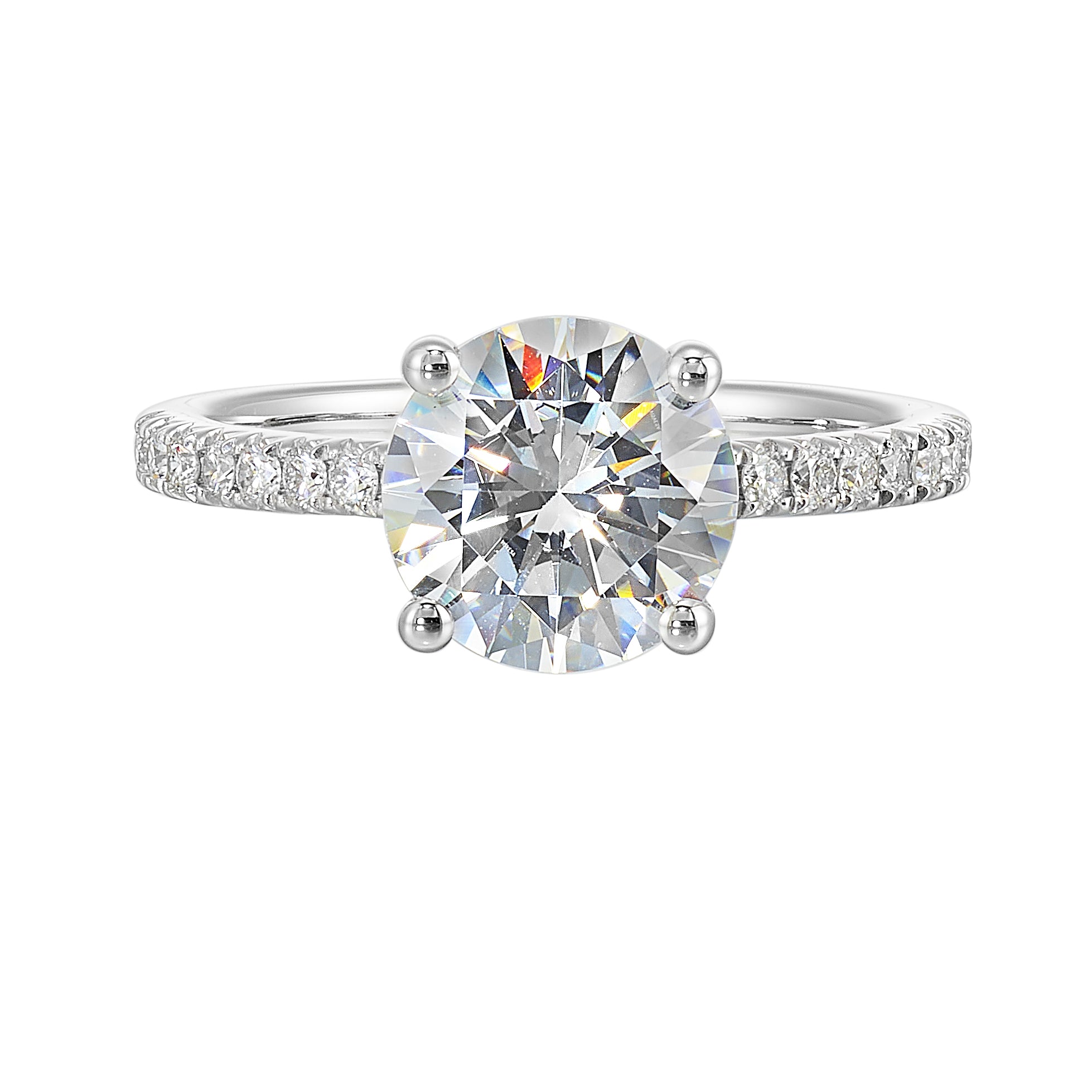 14Kt White Semi Mount 1/5Ctw For 2Ctw Round Center