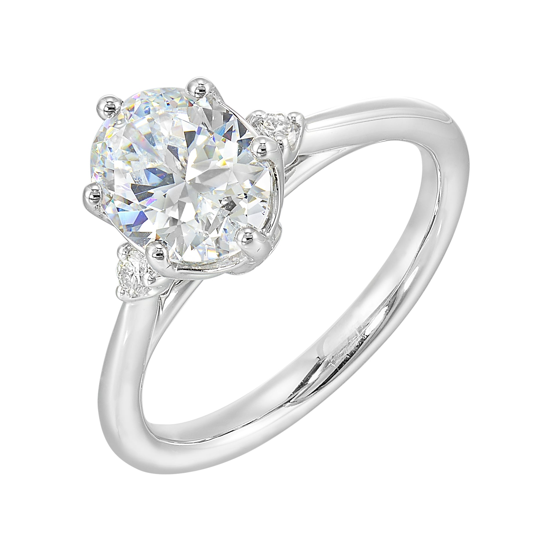 14Kt White Semi Mount 1/15Ctw For 2Ctw Oval Center