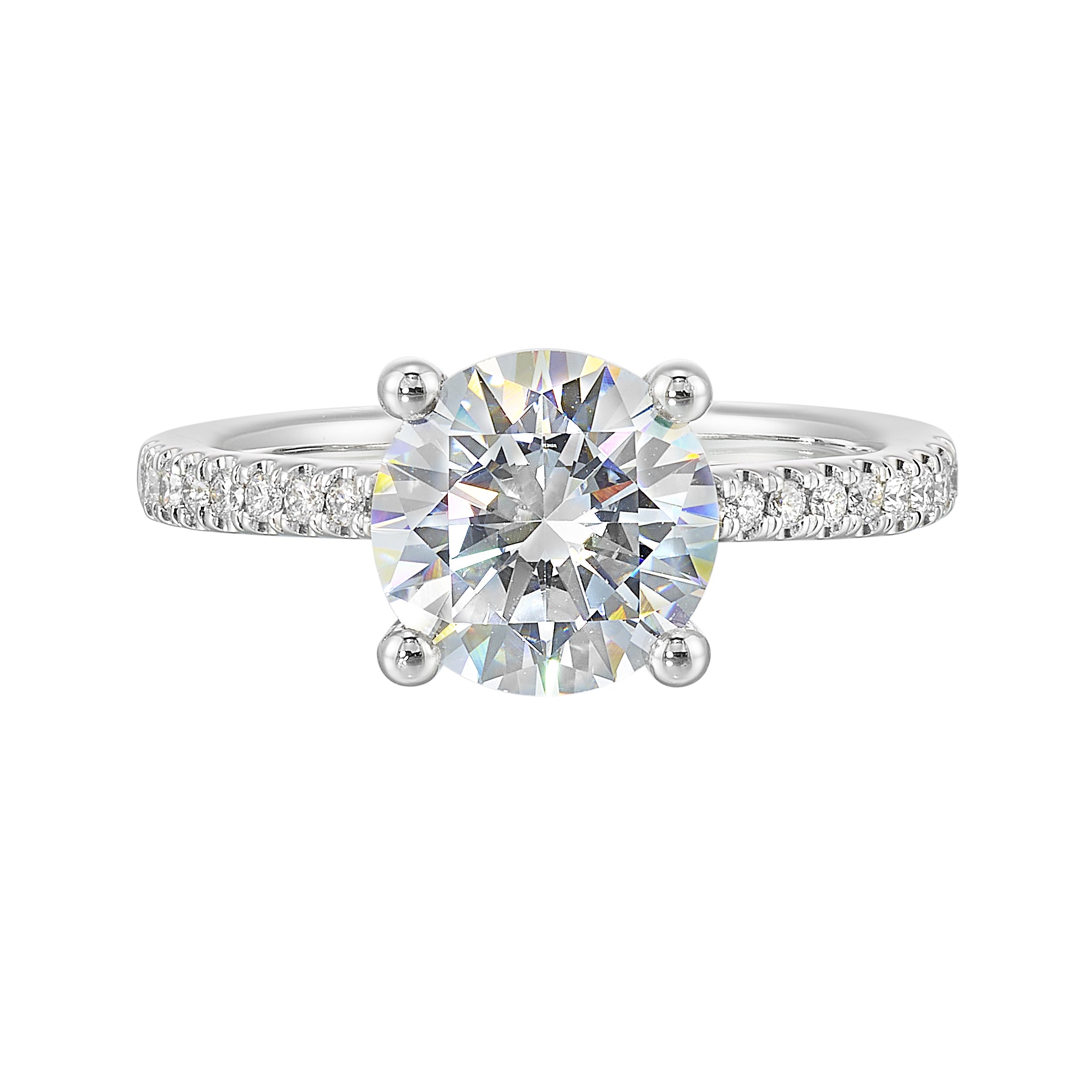 14Kt White Semi Mount 1/4Ctw For 2Ctw Round Center