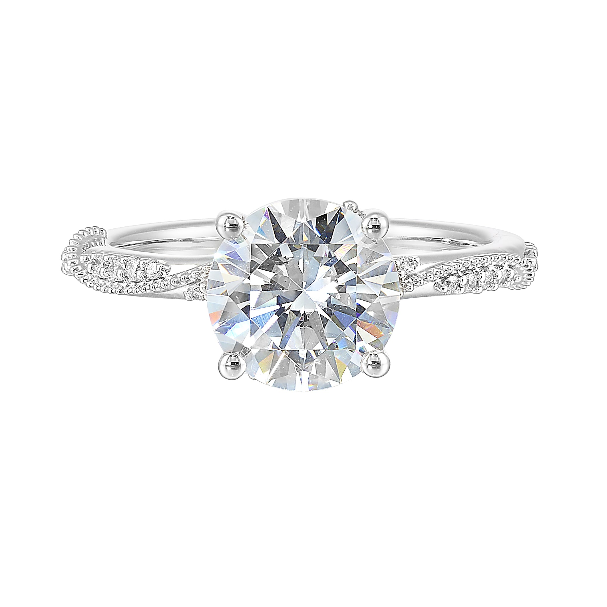 14Kt White Semi Mount 1/5Ctw For 2Ctw Round Center