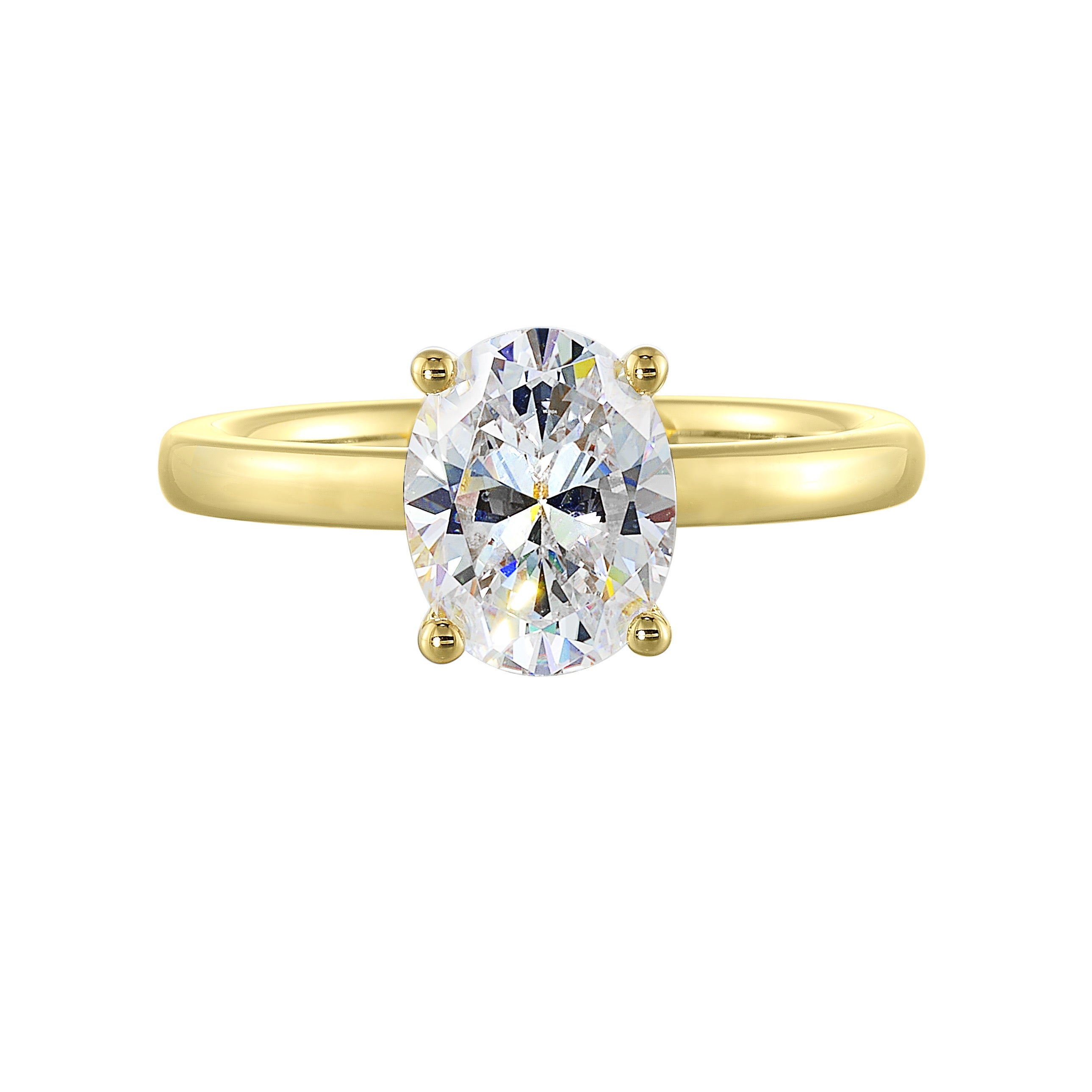 14Kt Yellow Semi Mount 1/15Ctw For 2Ctw Oval Center