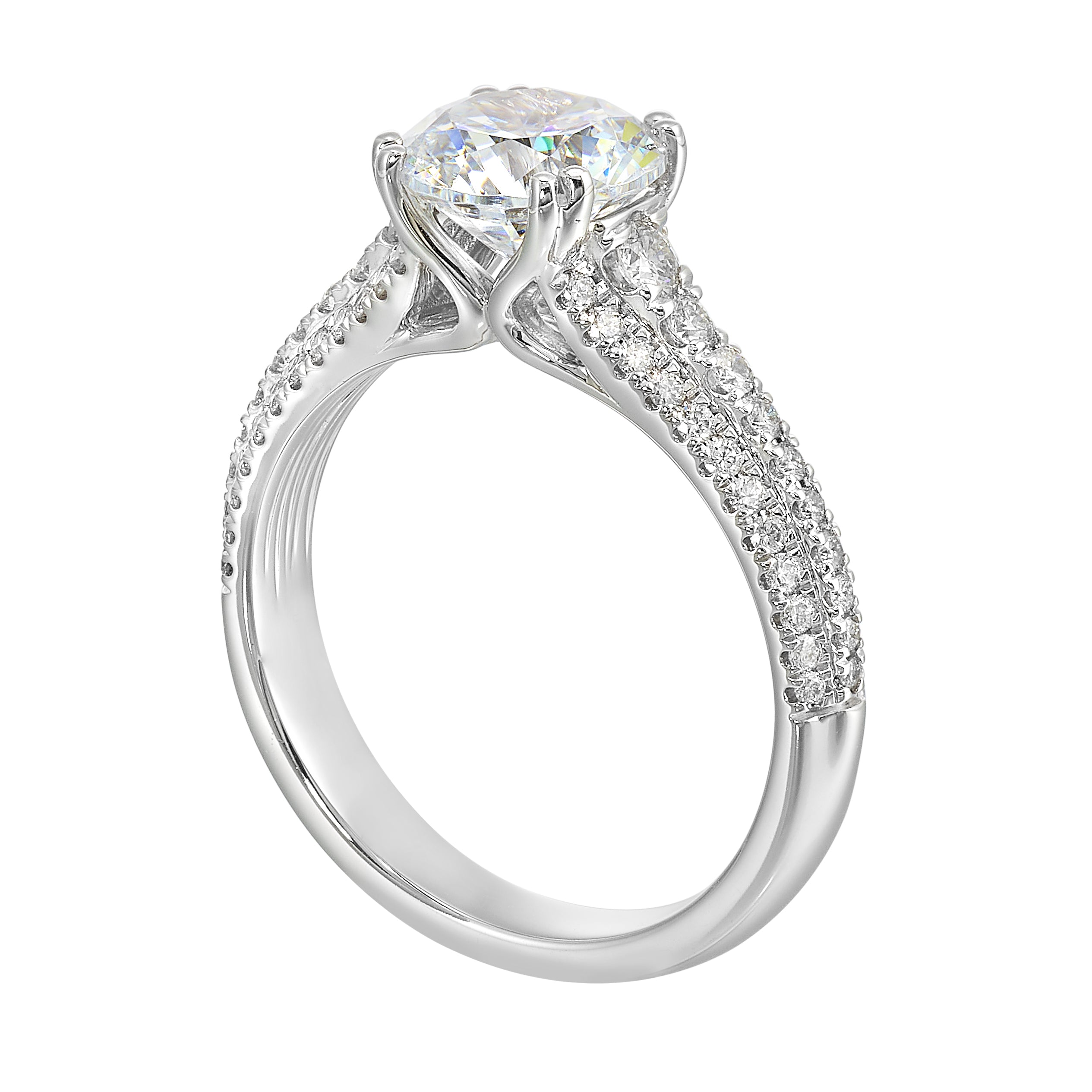 14Kt White Semi Mount 1/2Ctw For 1 1/2Ctw Round Center