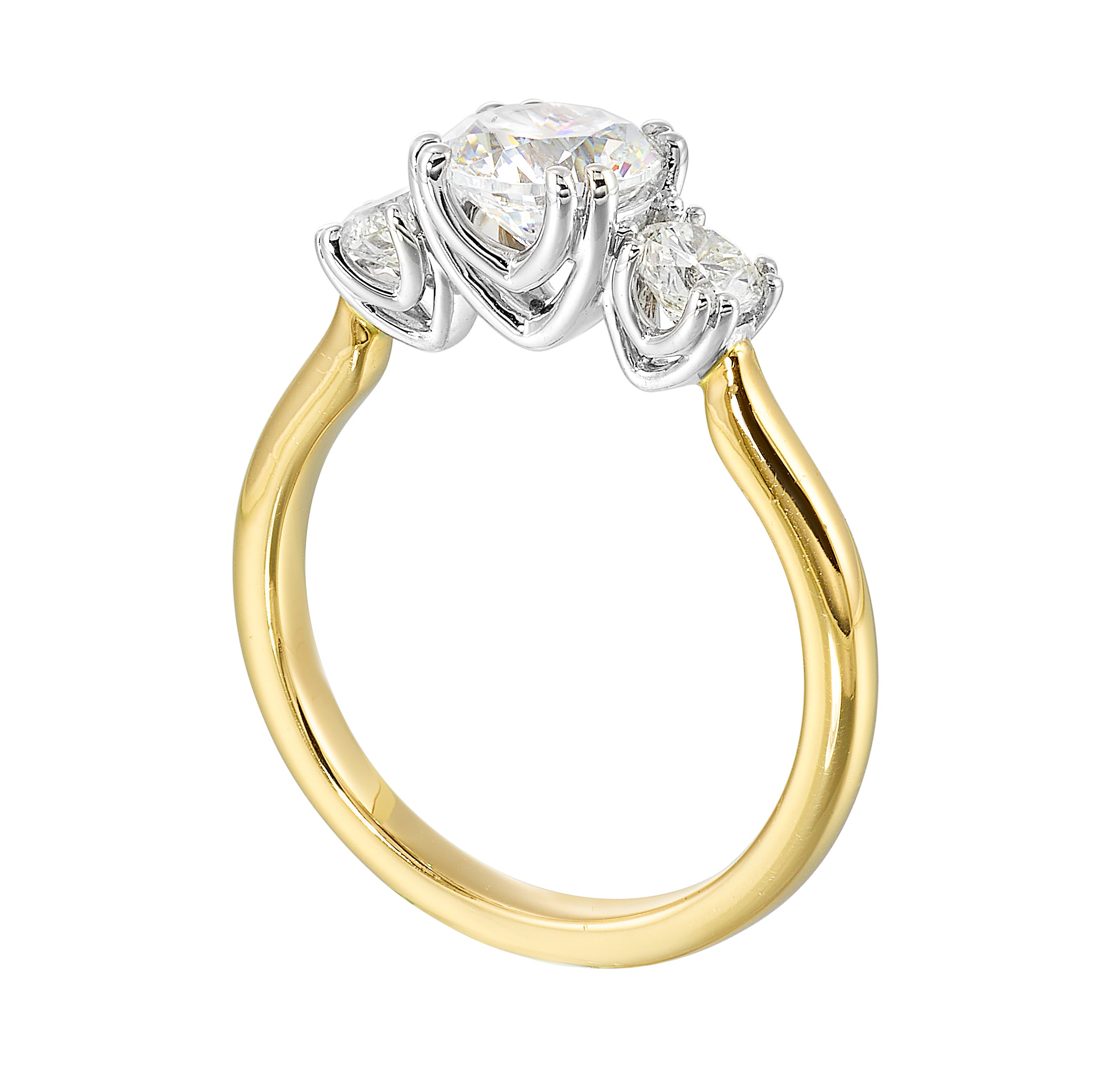 14Kt White Yellow Semi Mount 1/2Ctw For 1Ctw Round Center