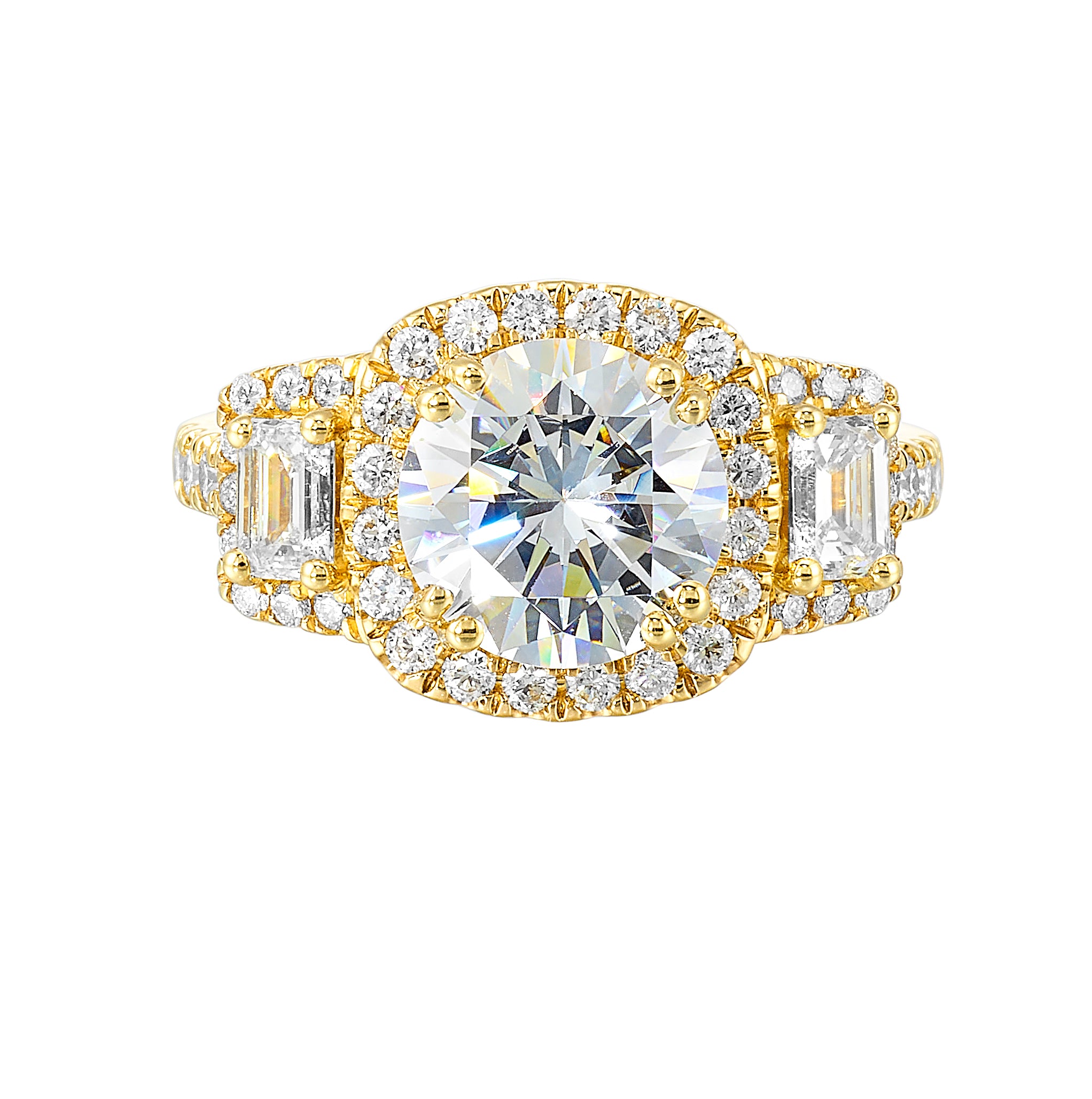 14Kt Yellow Semi Mount 1 1/6Ctw For 2Ctw Round Center