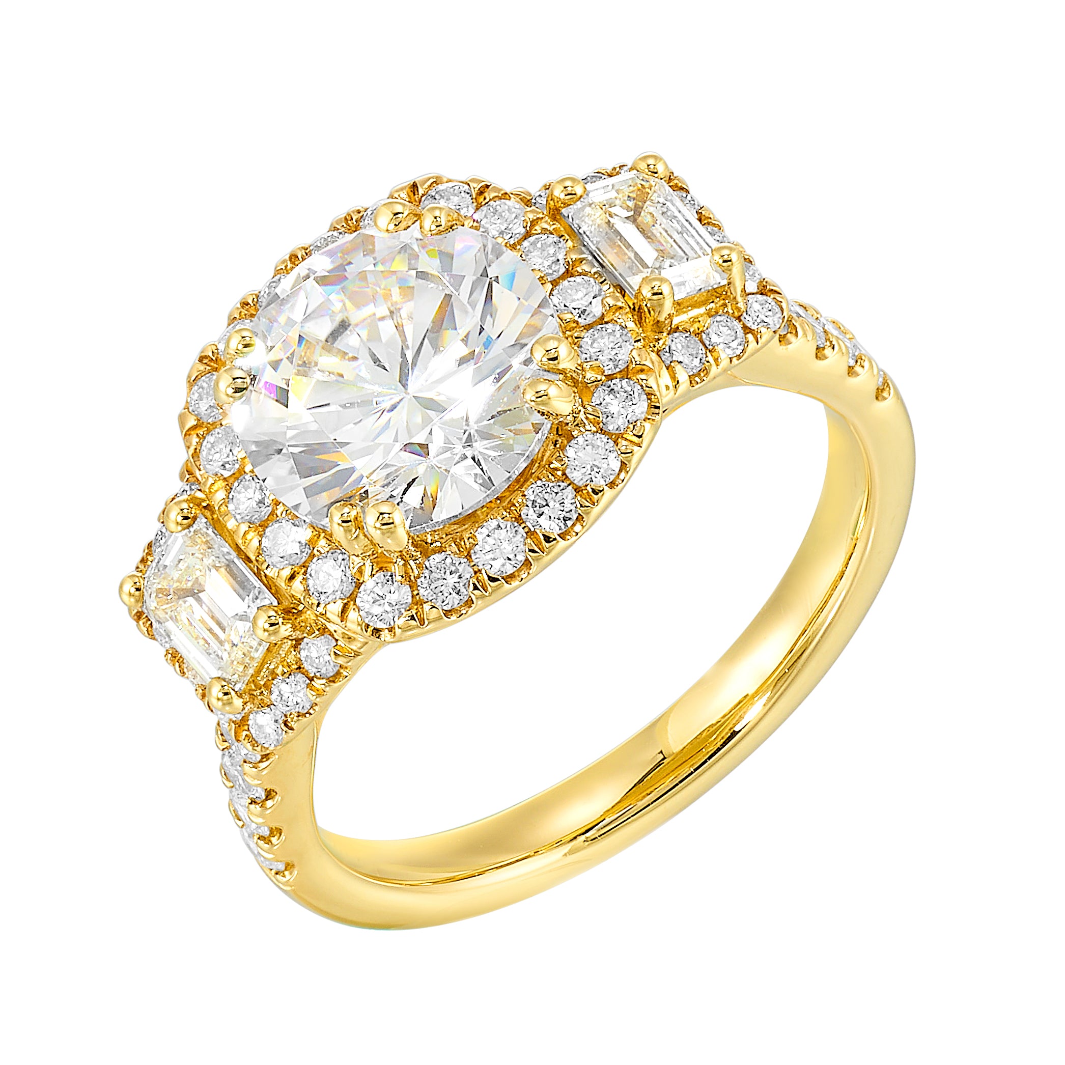 14Kt Yellow Semi Mount 1 1/6Ctw For 2Ctw Round Center