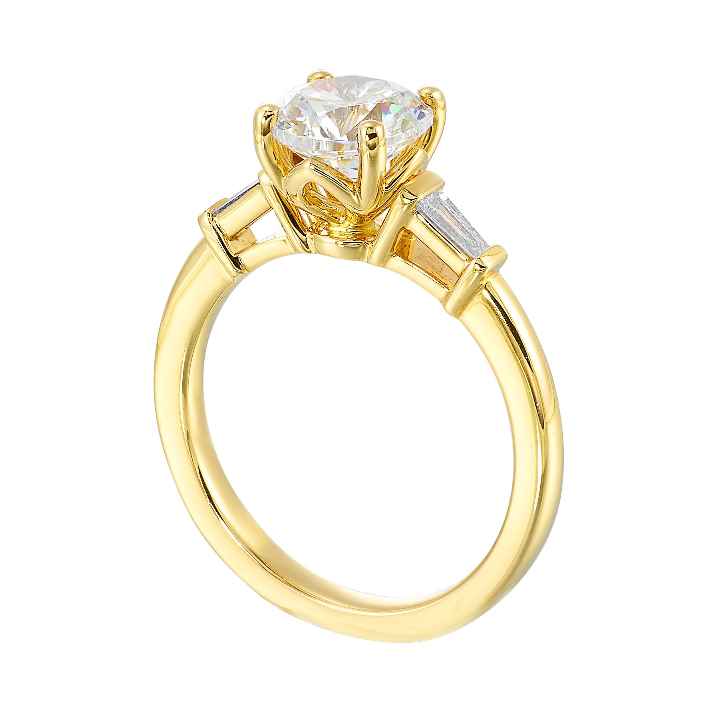 14Kt Yellow Semi Mount 1/7Ctw For 1 1/2Ctw Round Center