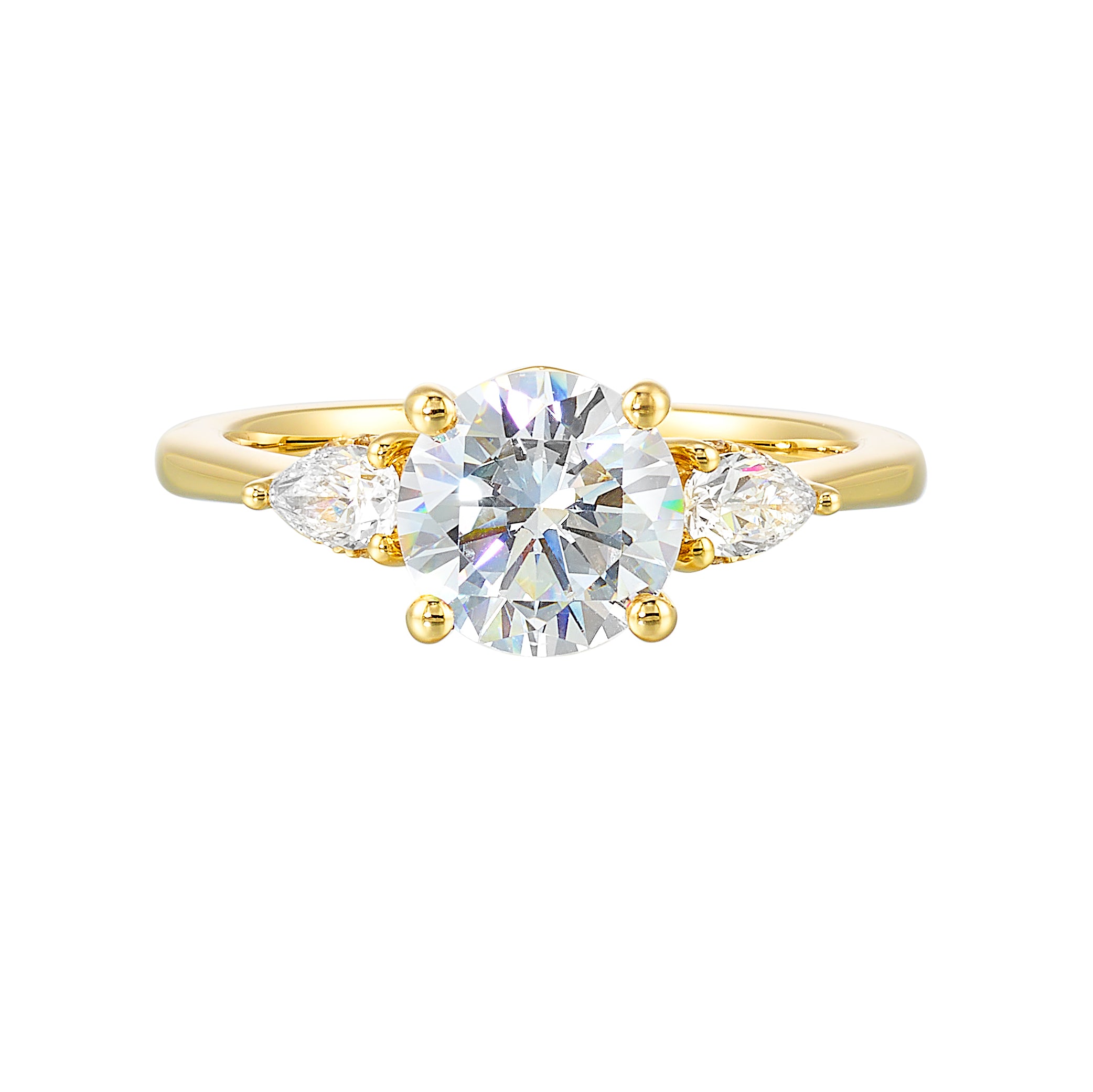 14Kt Yellow Semi Mount 3/8Ctw For 1 1/2Ctw Round Center