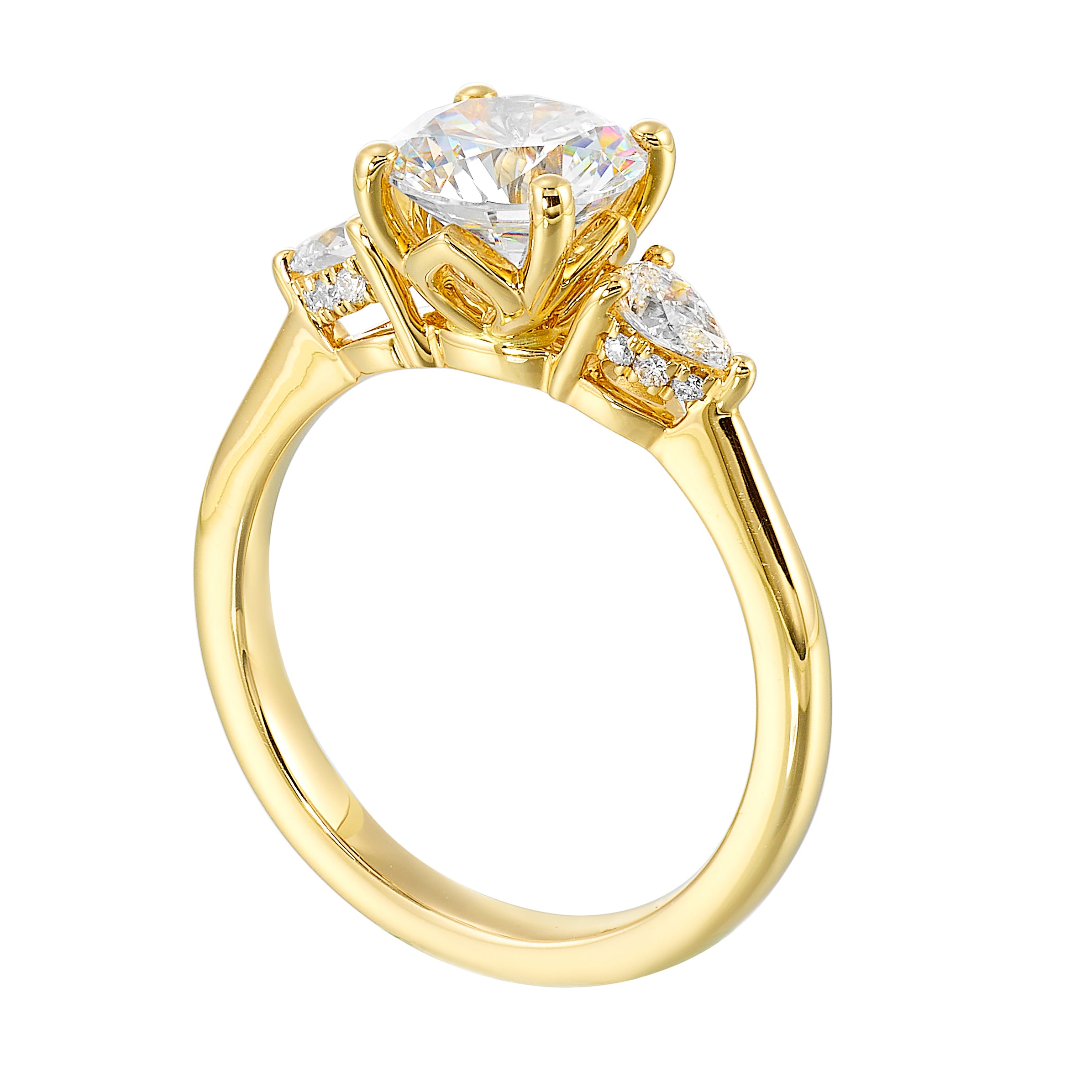 14Kt Yellow Semi Mount 3/8Ctw For 1 1/2Ctw Round Center