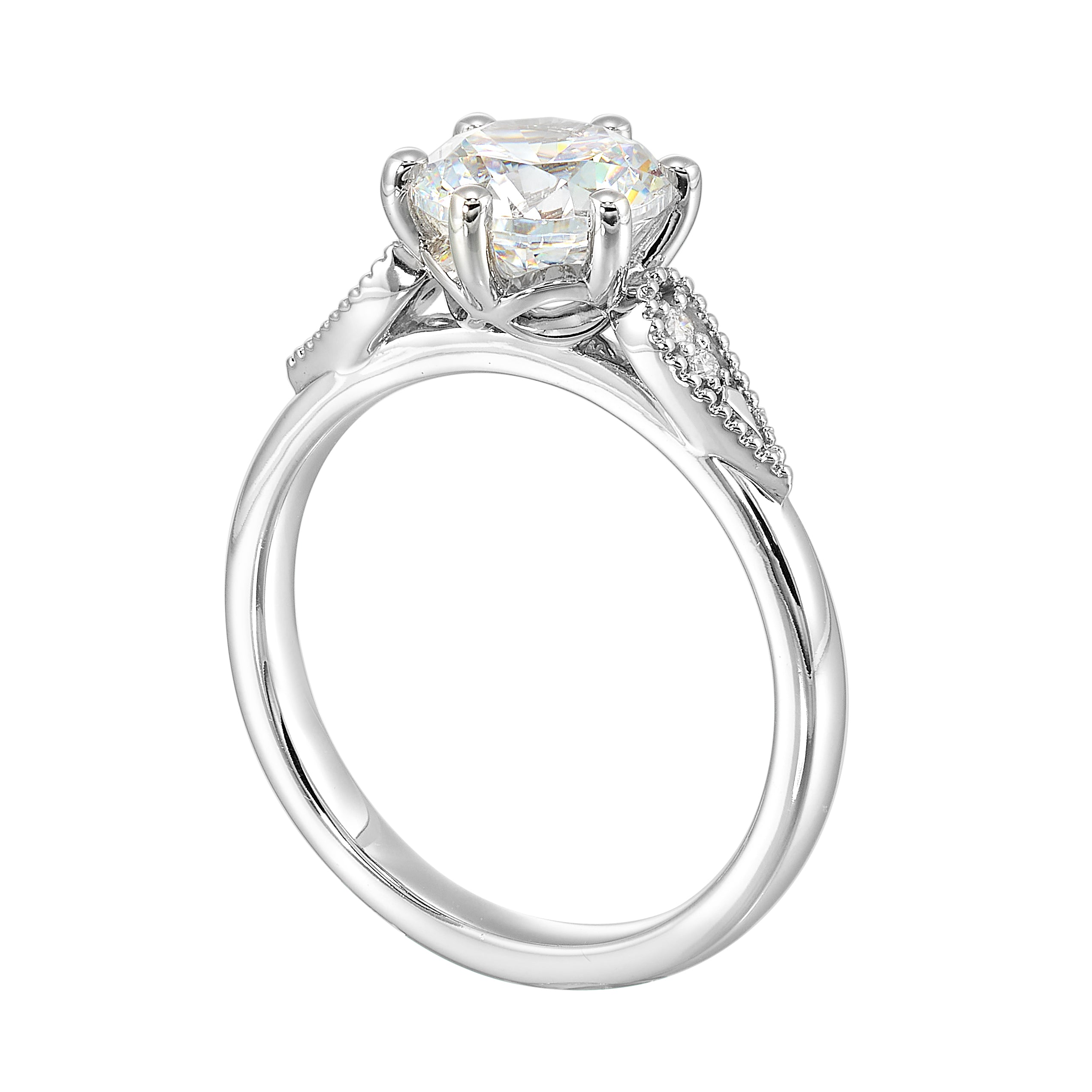 14Kt White Semi Mount 1/25Ctw For 1 1/2Ctw Round Center