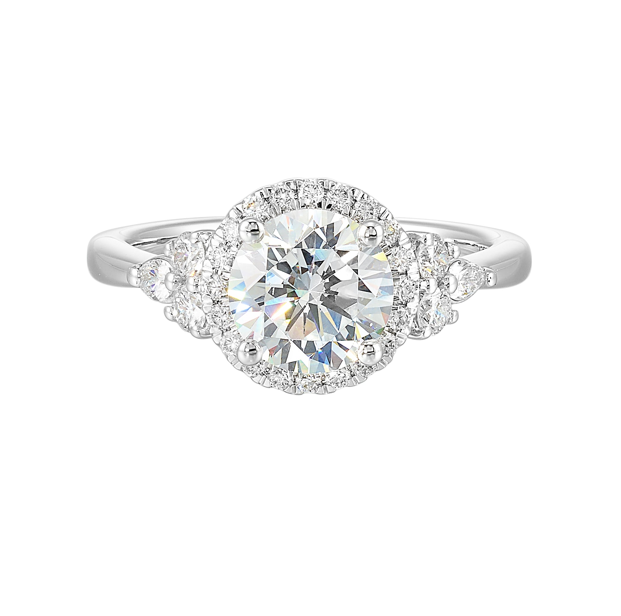 14Kt White Semi Mount 3/8Ctw For 1 1/2Ctw Round Center