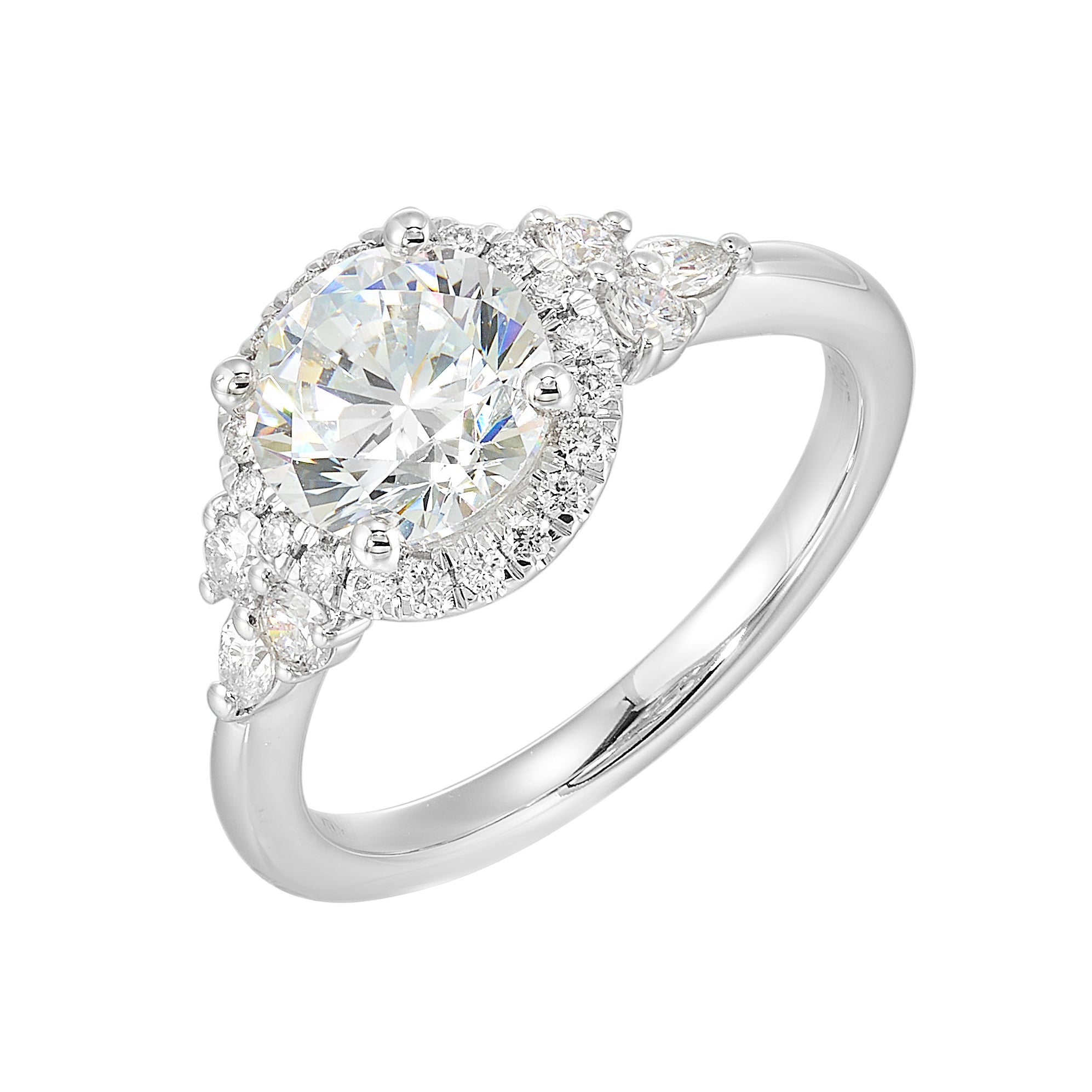 14Kt White Semi Mount 3/8Ctw For 1 1/2Ctw Round Center