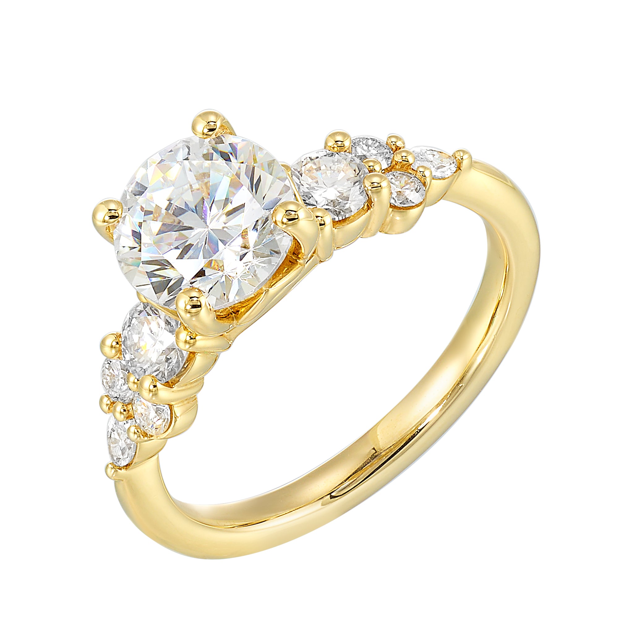 14Kt Yellow Semi Mount 1/2Ctw For 1 1/2Ctw Round Center