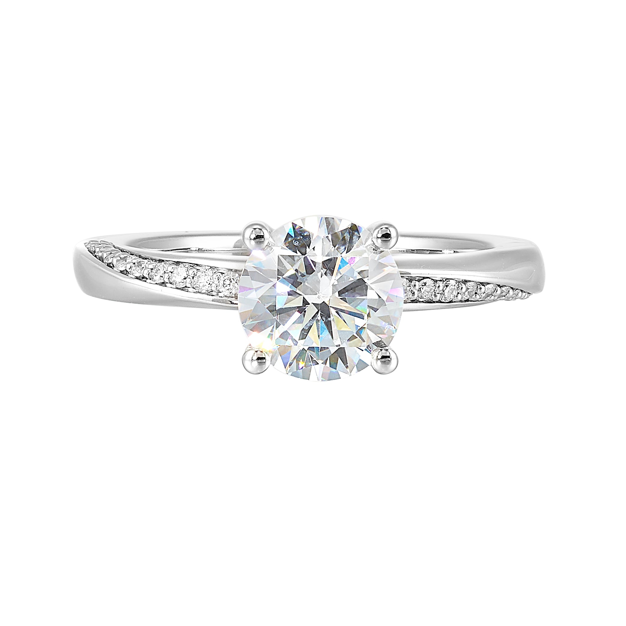 14Kt White Semi Mount 1/6Ctw For 1 1/2Ctw Round Center