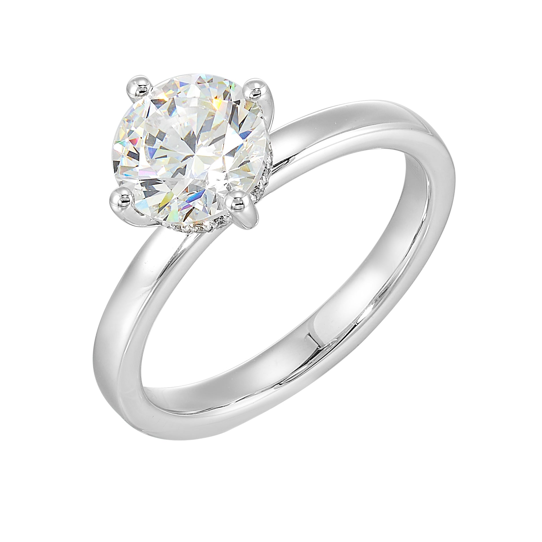 14Kt White Semi Mount 1/20Ctw For 1 1/2Ctw Round Center