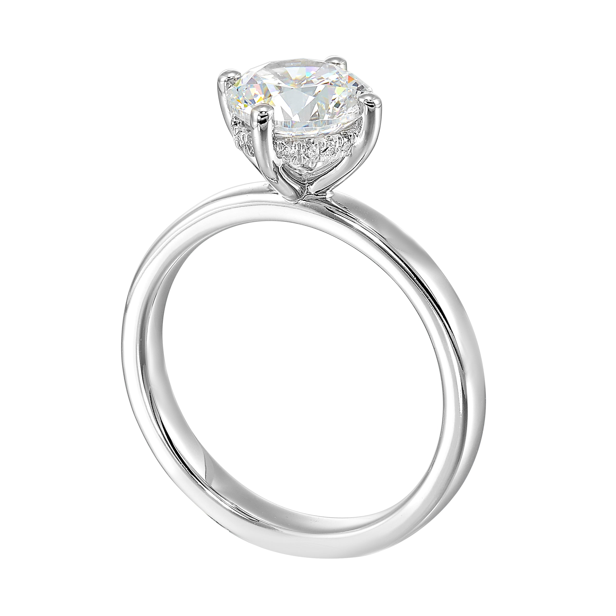 14Kt White Semi Mount 1/20Ctw For 1 1/2Ctw Round Center