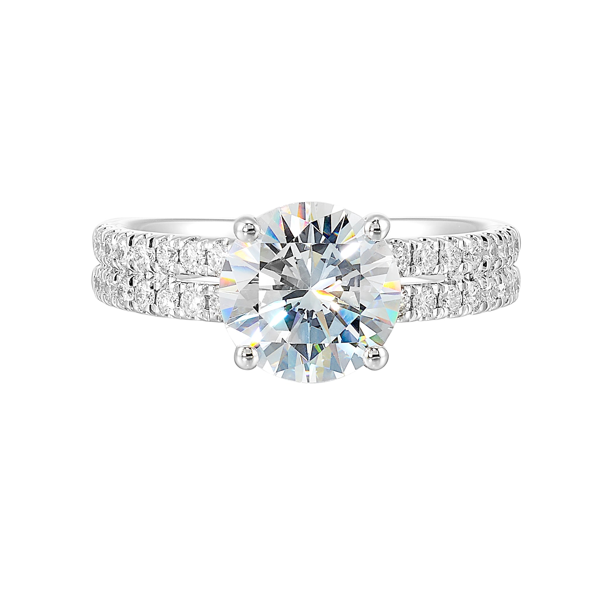 14Kt White Semi Mount 1/2Ctw For 2Ctw Round Center